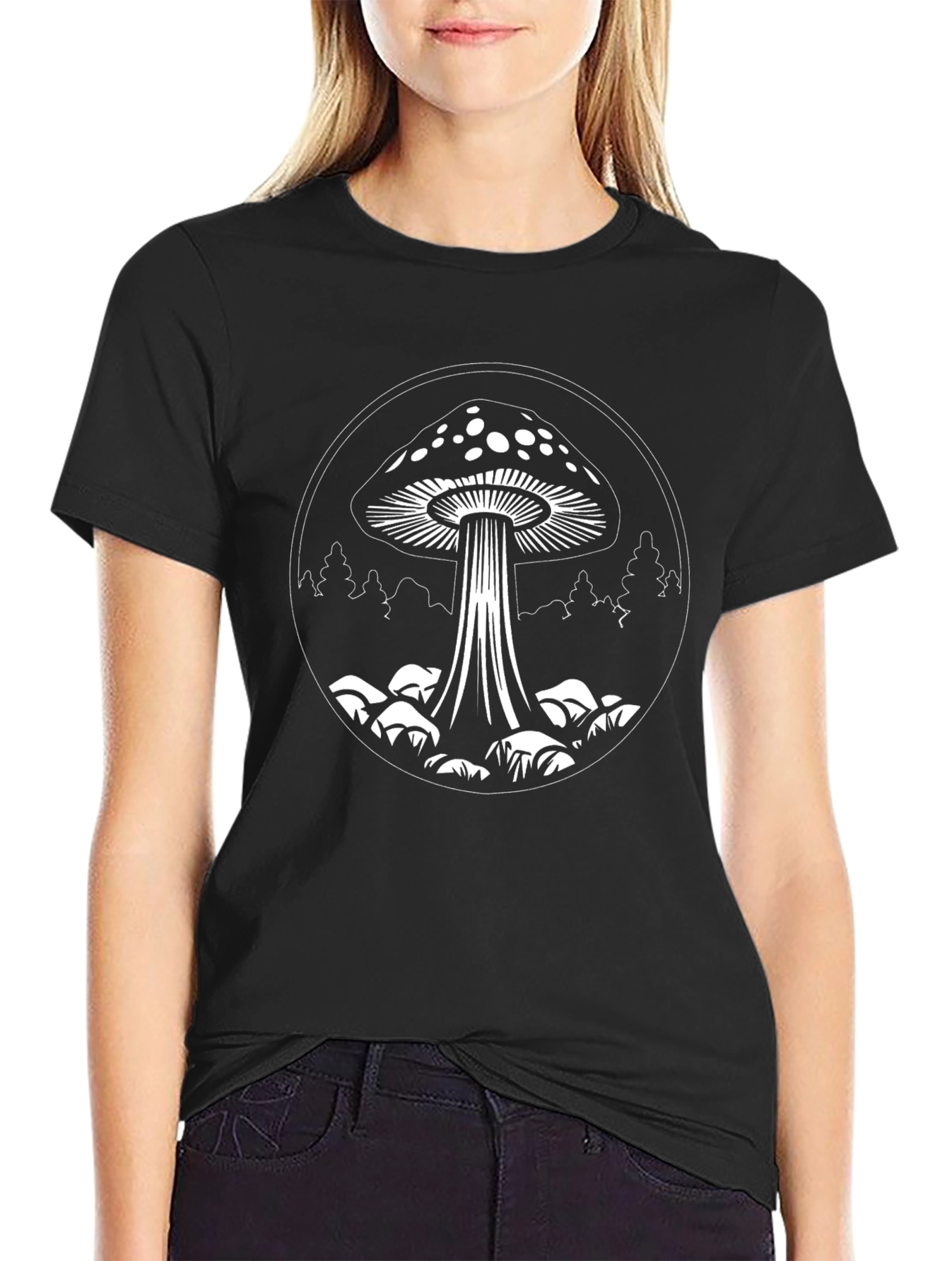 Mushroom Graphic Tee - Black