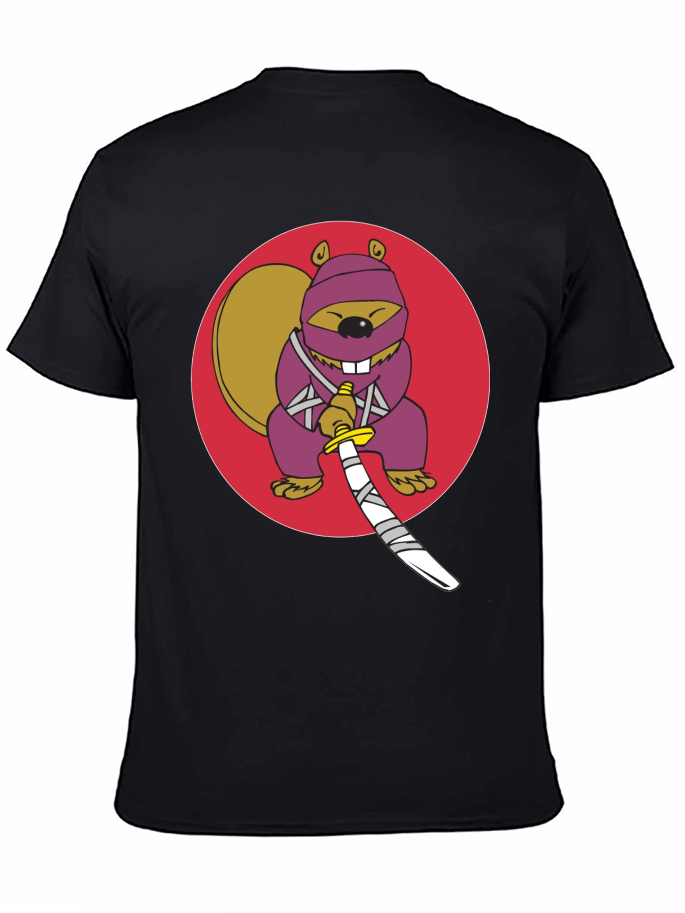 Ninja Squirrel Graphic Tee - Black Cotton T-Shirt