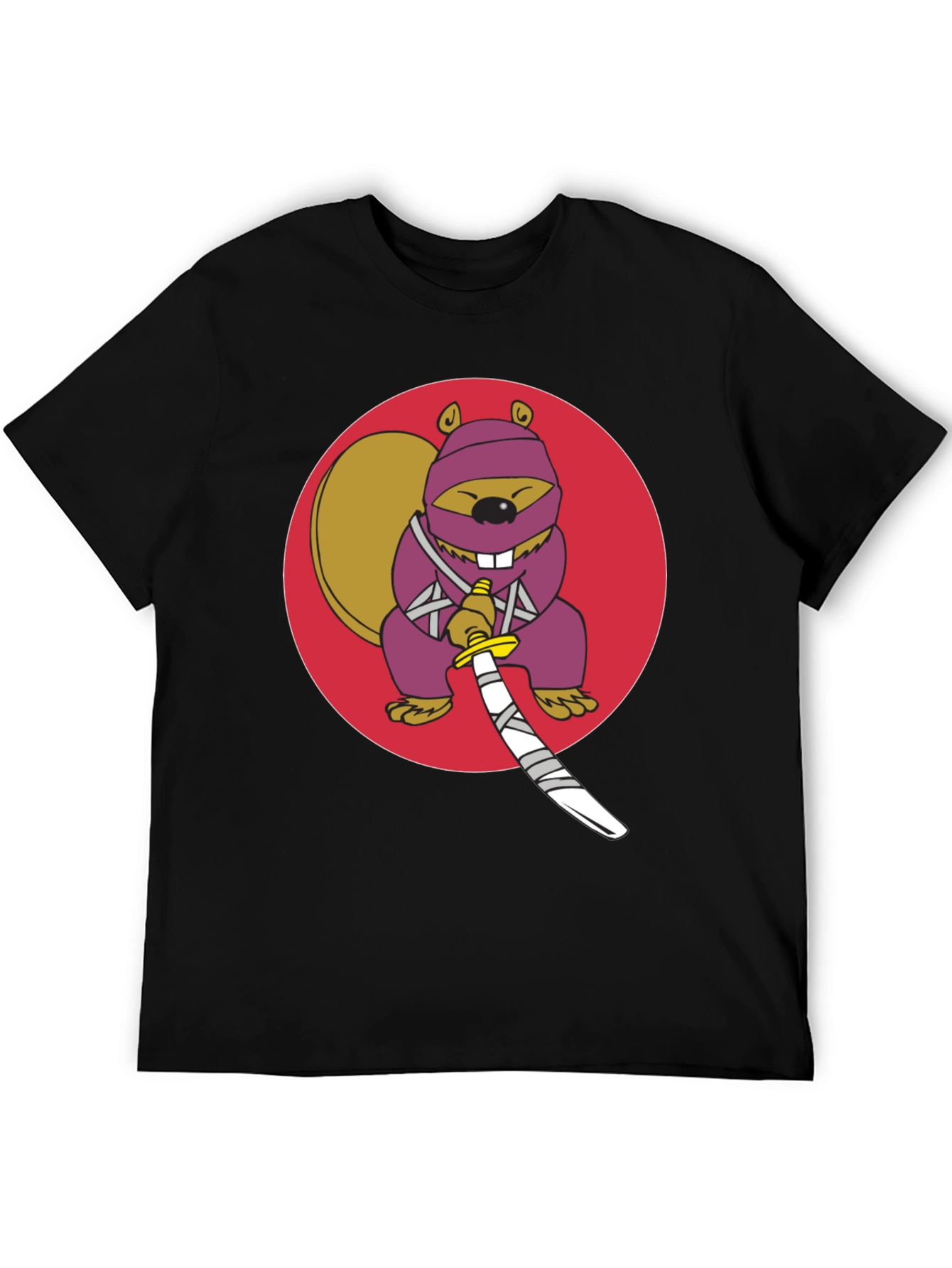 Ninja Squirrel Graphic Tee - Black Cotton T-Shirt