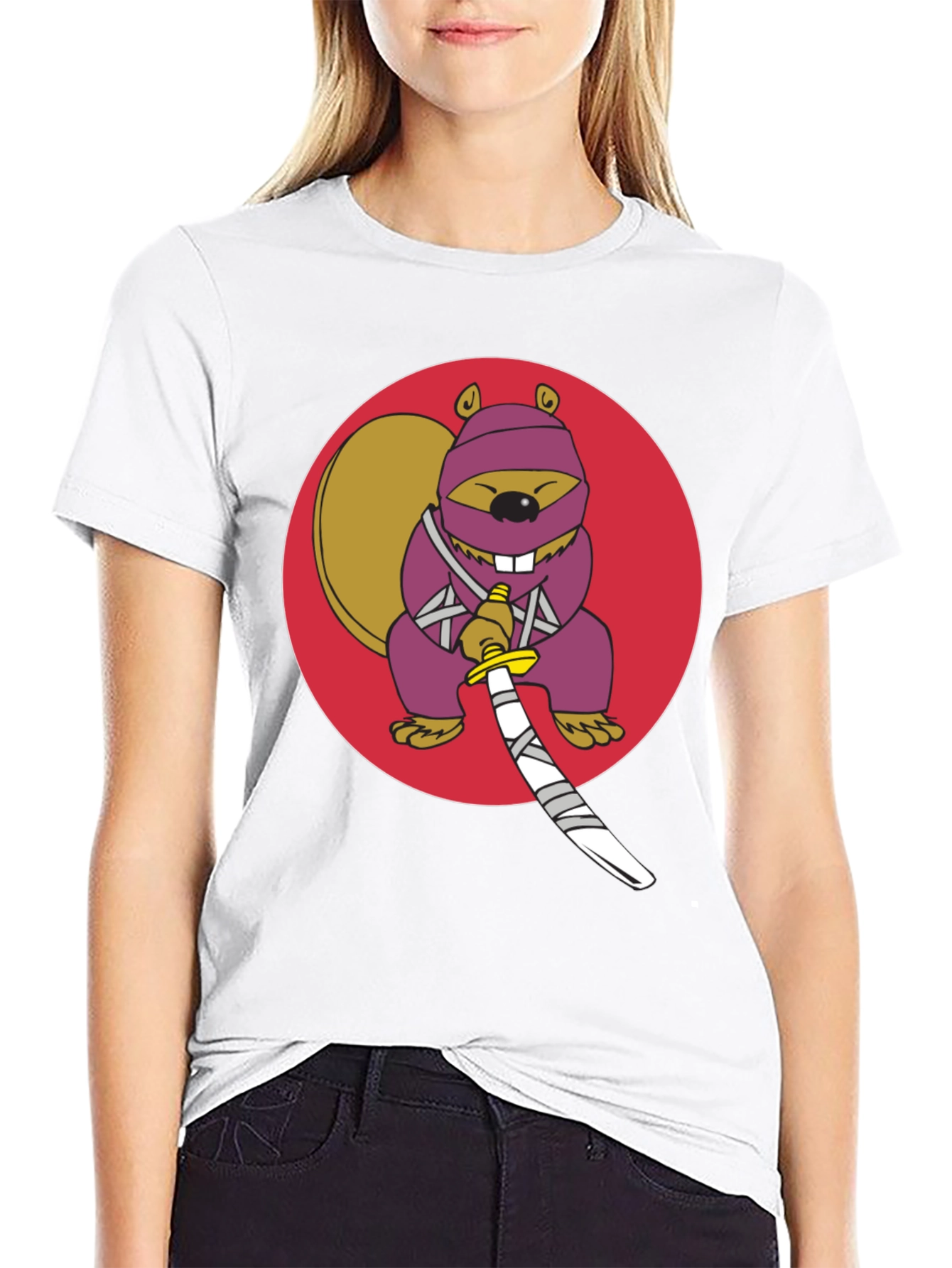 Ninja Squirrel Graphic Tee - Black Cotton T-Shirt