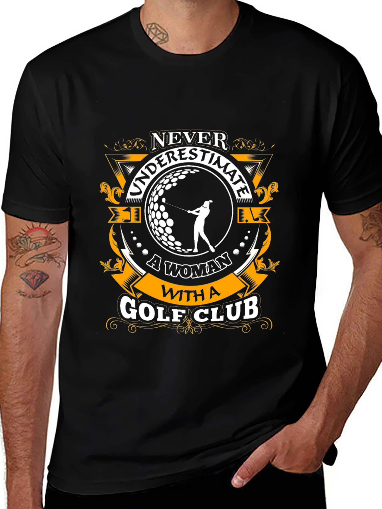 Never Underestimate a Woman Golf Club Graphic Tee