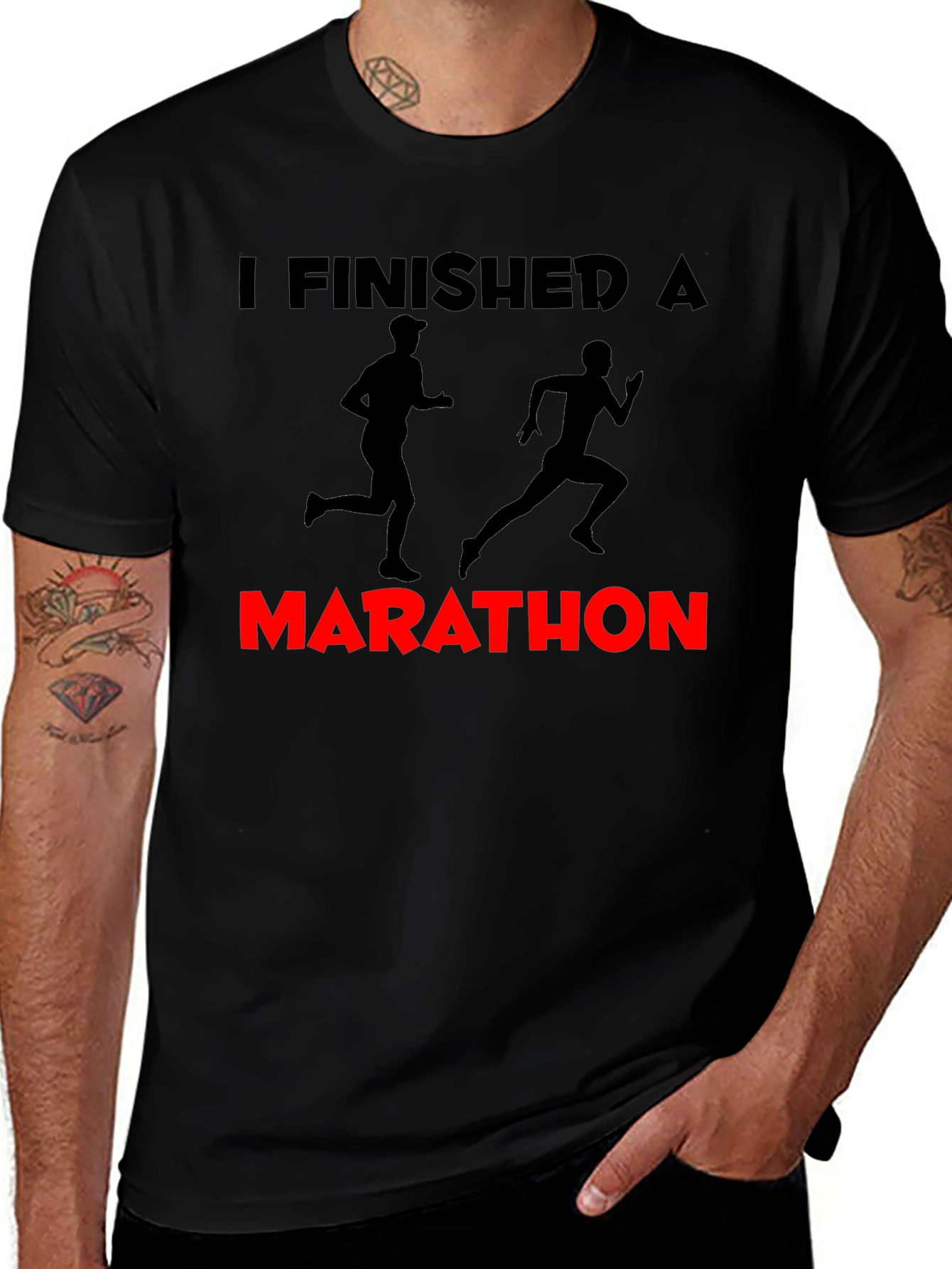 I Finished a Marathon Black Graphic Tee