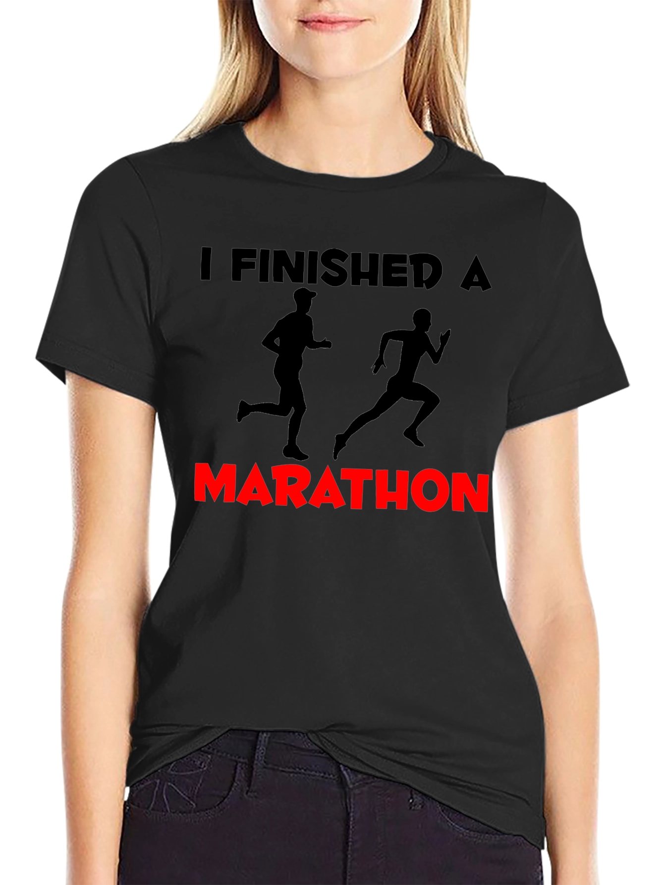 I Finished a Marathon Black Graphic Tee