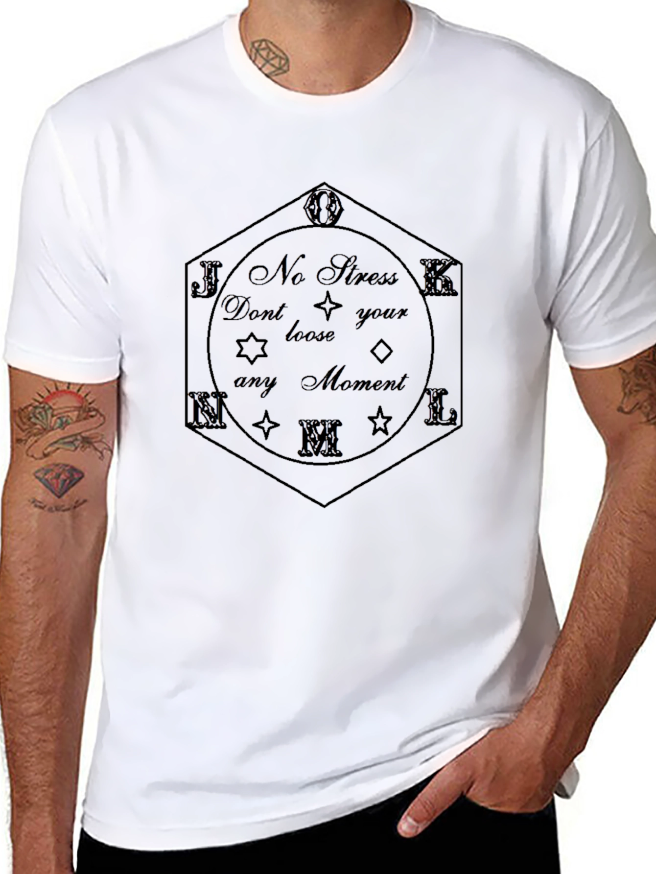 No Stress Black Graphic Tee