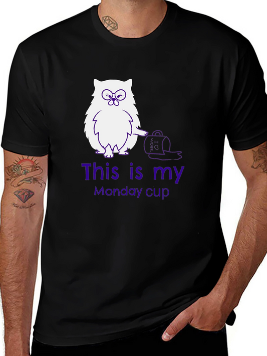 Funny Owl Monday Cup Graphic T-Shirt