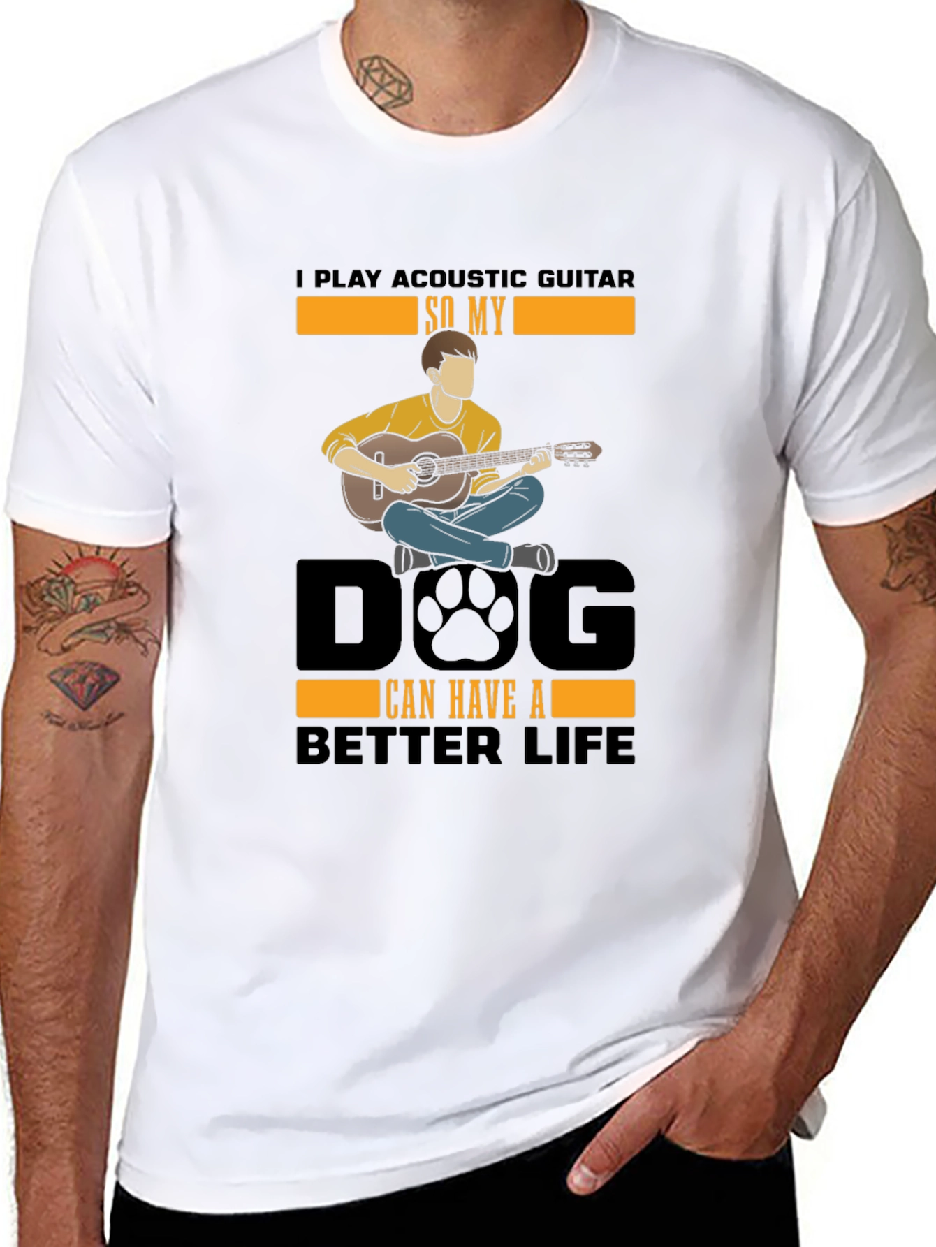 Acoustic Guitar Dog Lover T-Shirt