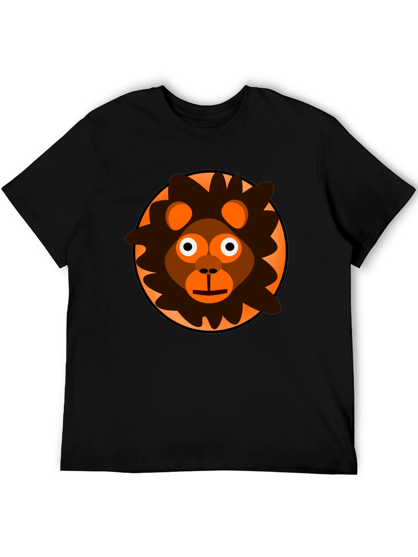 Cartoon Lion Graphic Black T-Shirt
