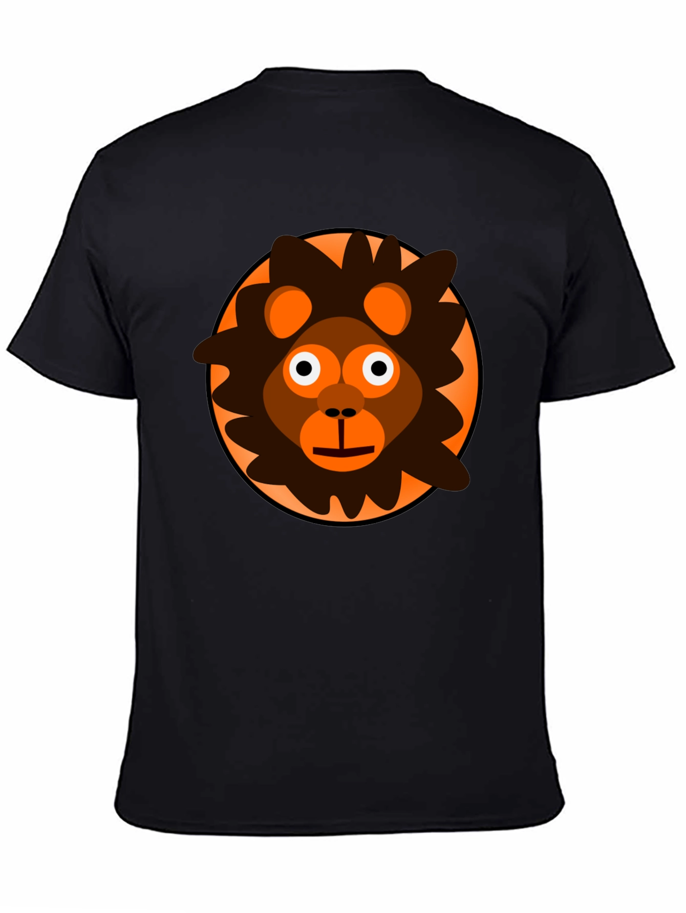 Cartoon Lion Graphic Black T-Shirt