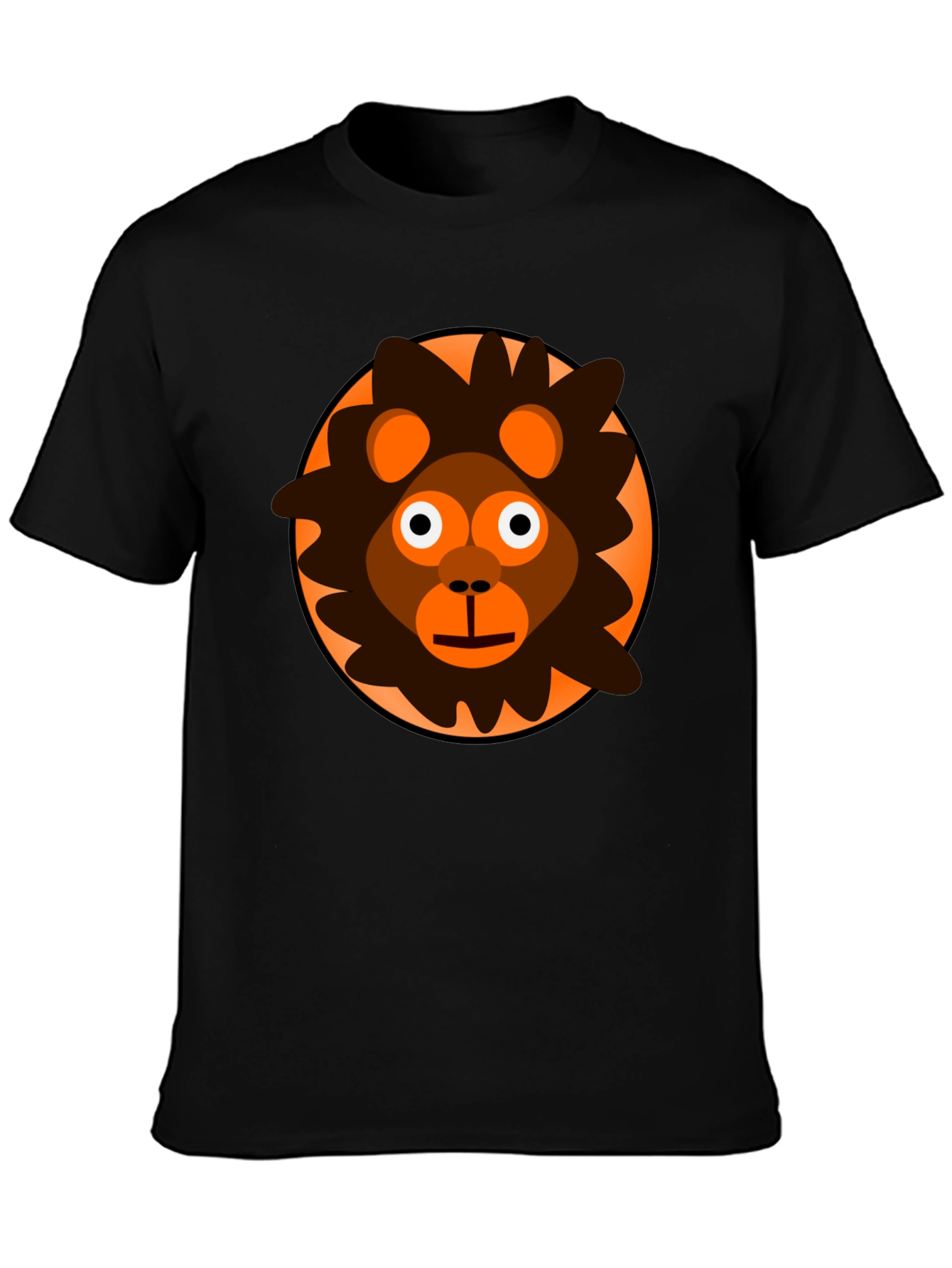 Cartoon Lion Graphic Black T-Shirt
