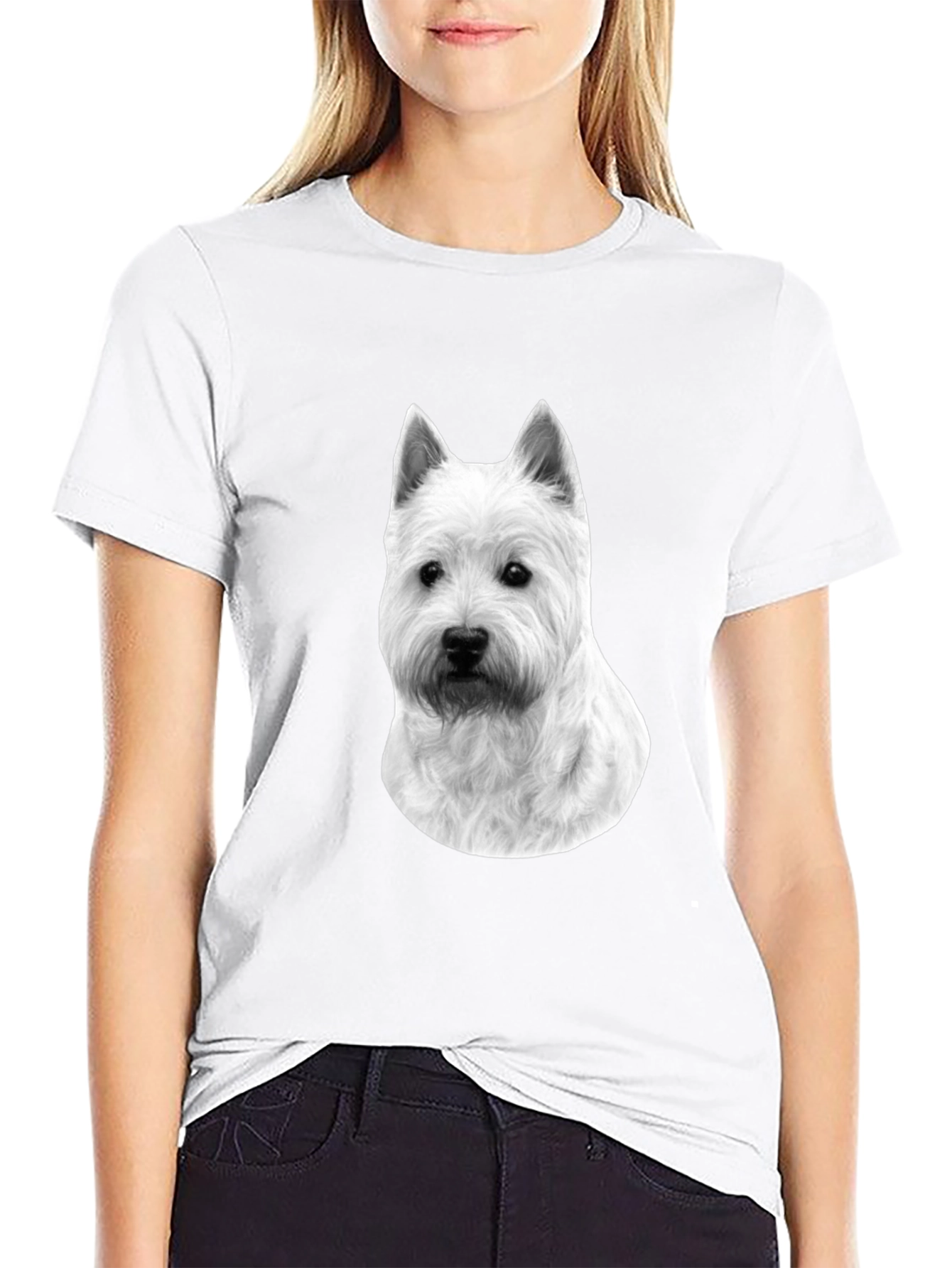 Westie Dog Graphic T-Shirt - Black Cotton Tee