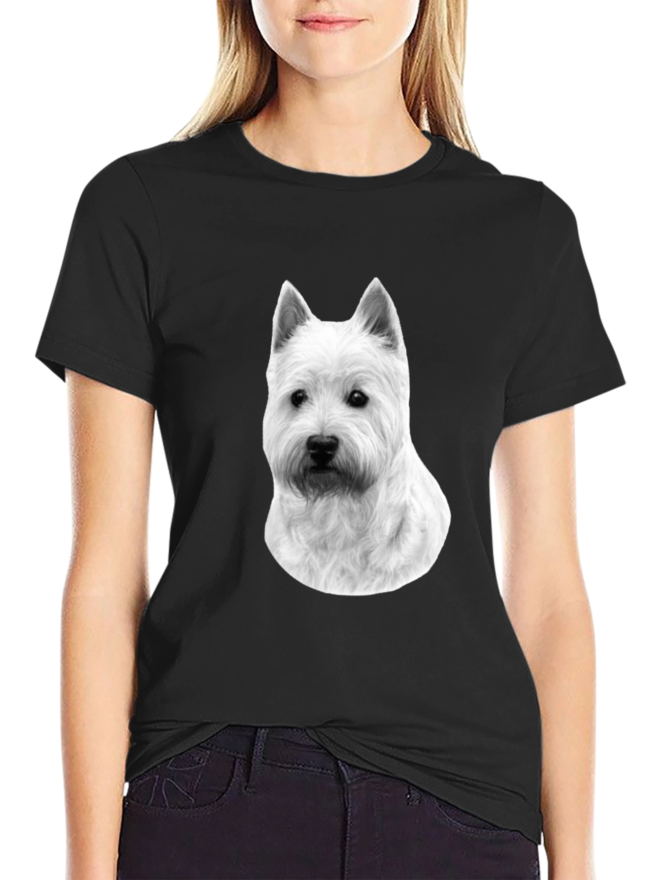 Westie Dog Graphic T-Shirt - Black Cotton Tee