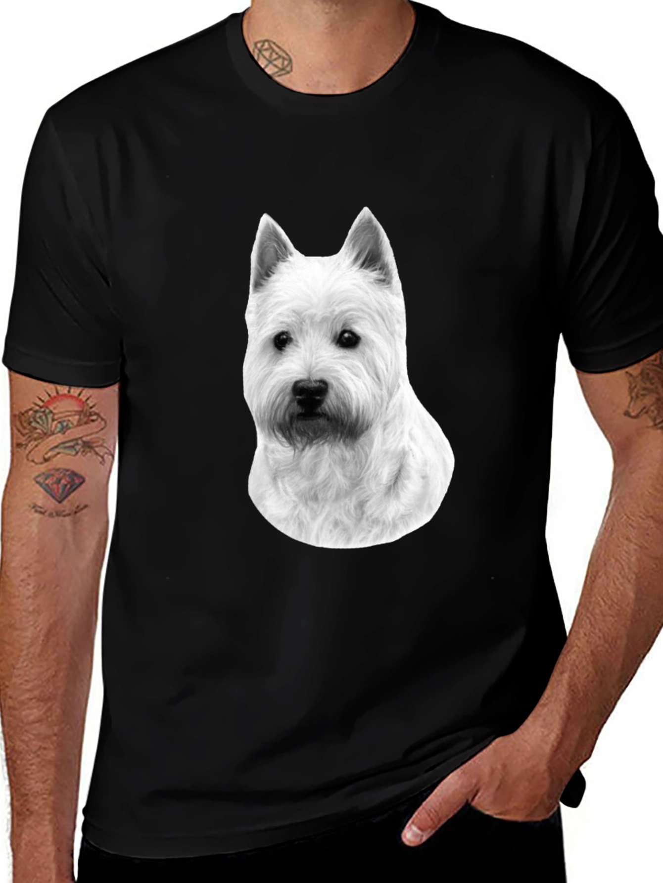 Westie Dog Graphic T-Shirt - Black Cotton Tee