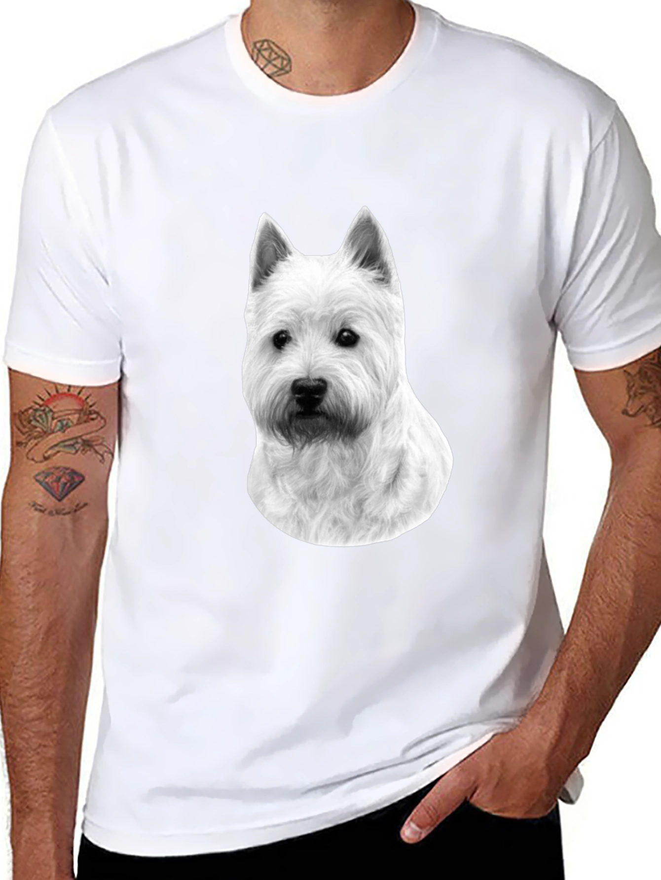 Westie Dog Graphic T-Shirt - Black Cotton Tee