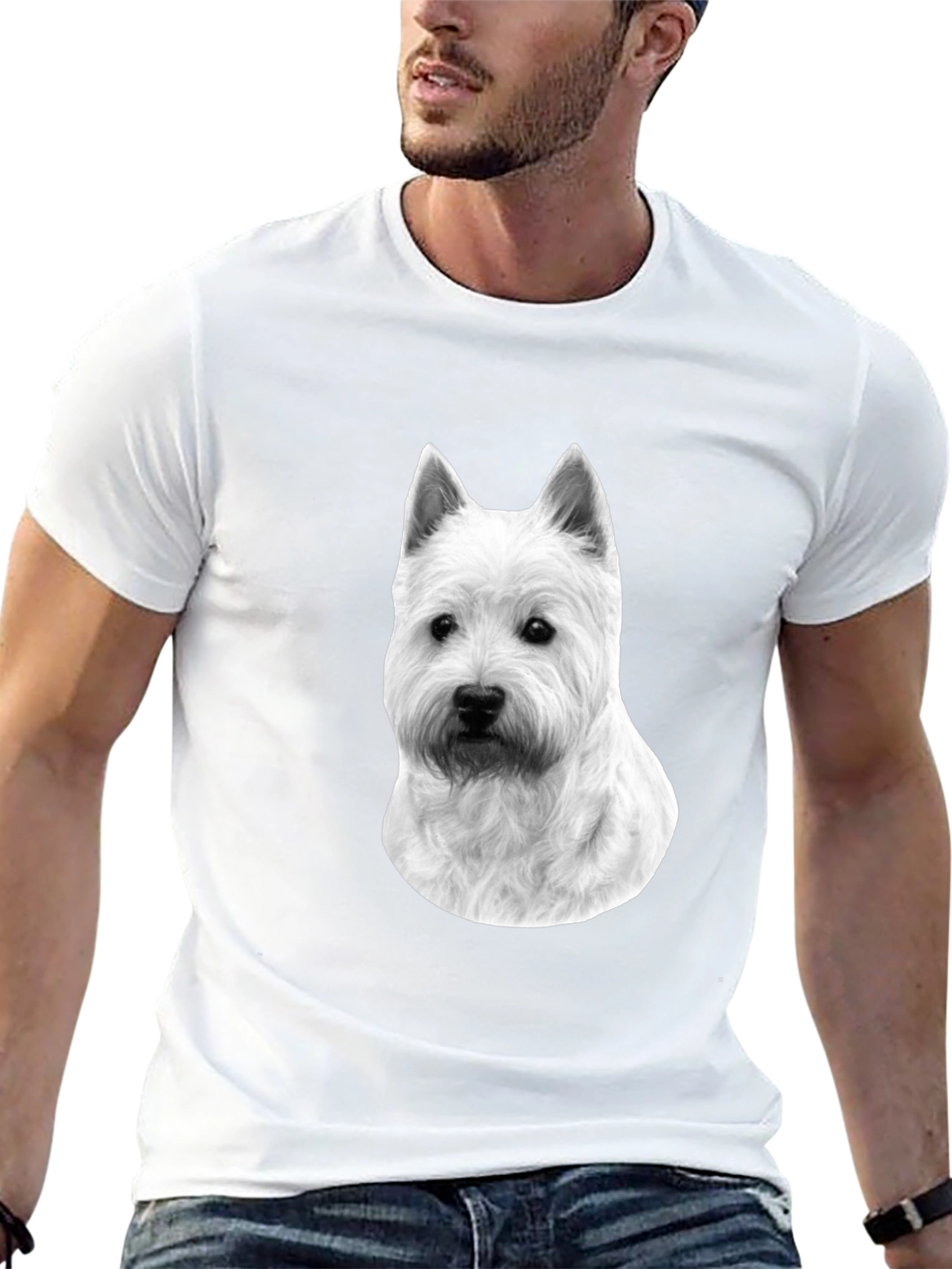Westie Dog Graphic T-Shirt - Black Cotton Tee