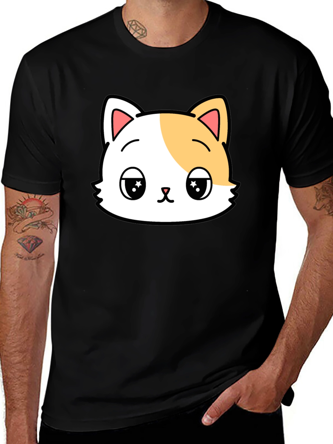 Cute Cartoon Cat Graphic Tee - Soft Cotton Blend