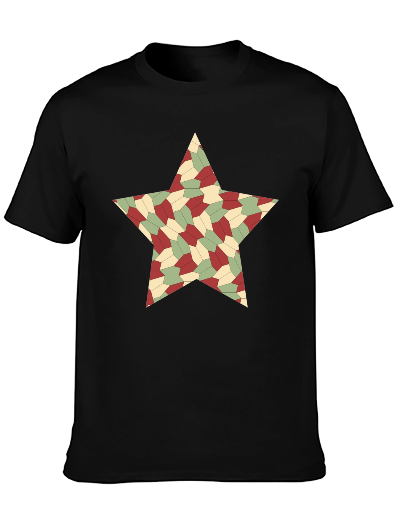 Geometric Star Pattern Black T-Shirt