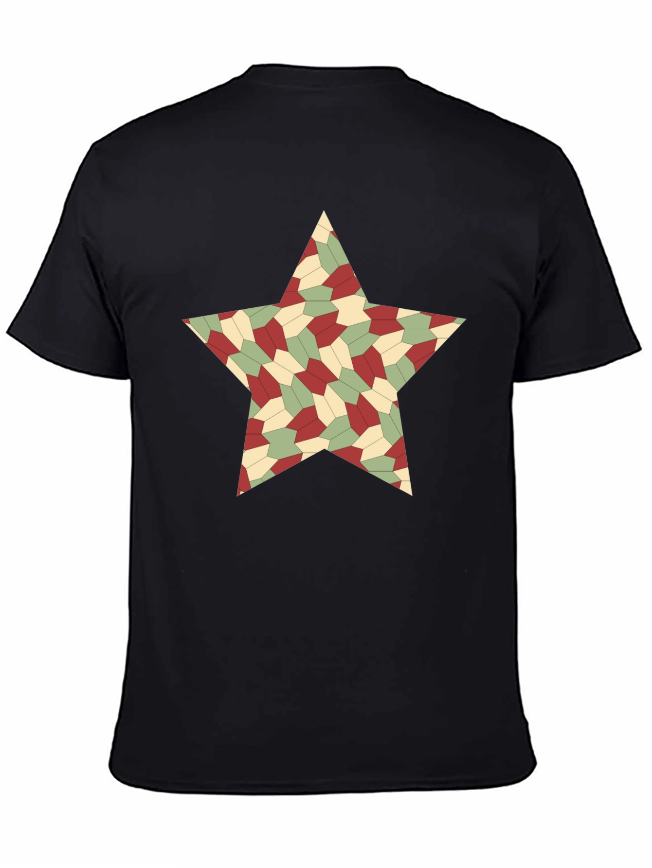 Geometric Star Pattern Black T-Shirt