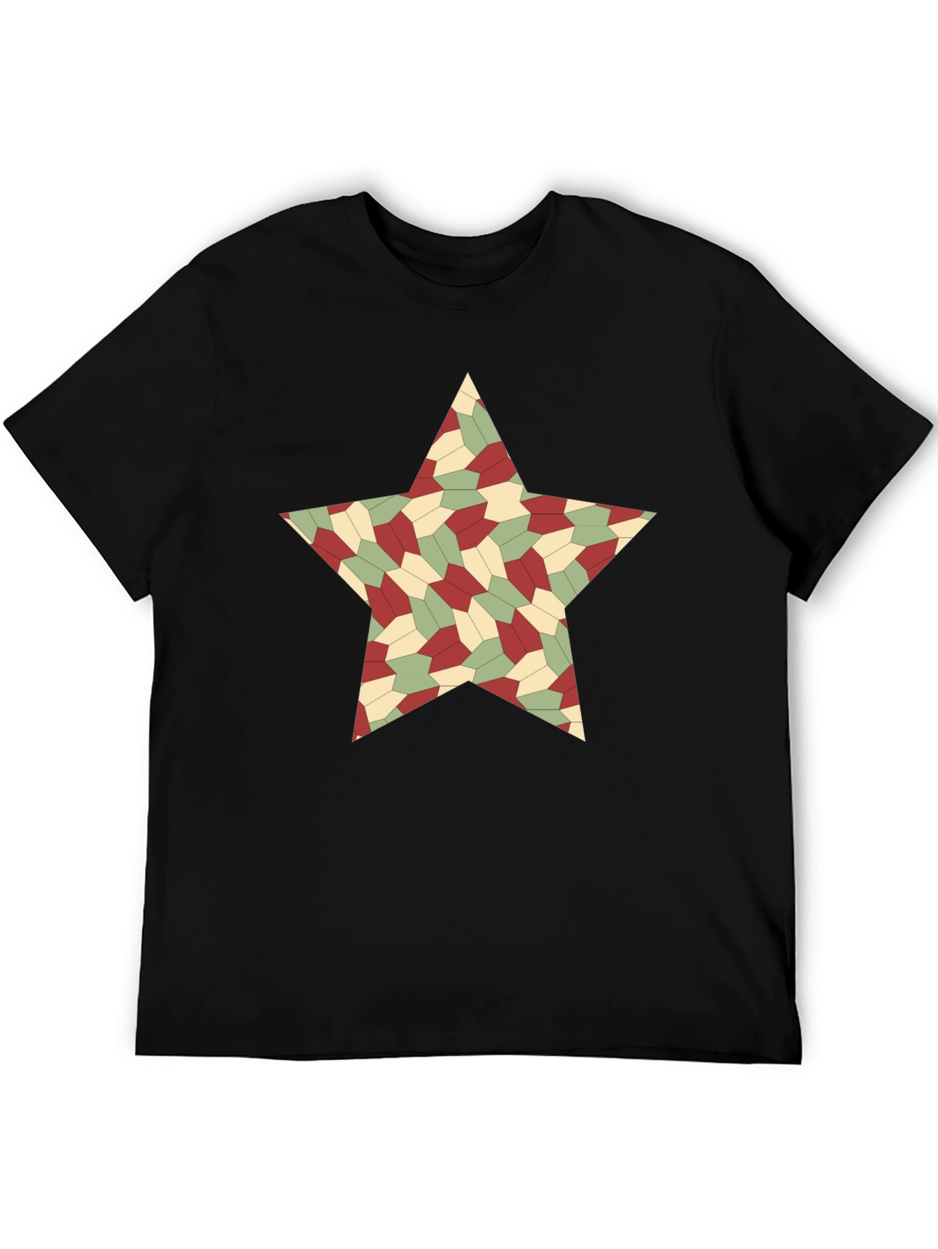 Geometric Star Pattern Black T-Shirt