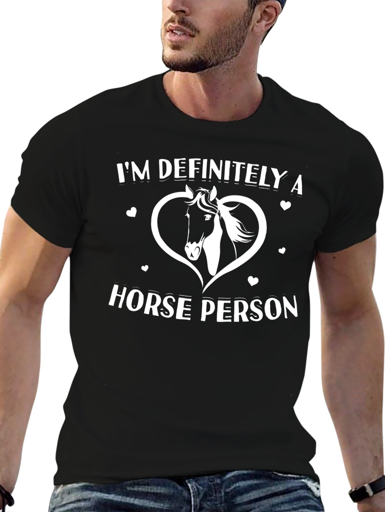 Horse Person Graphic Tee - Black Cotton T-Shirt