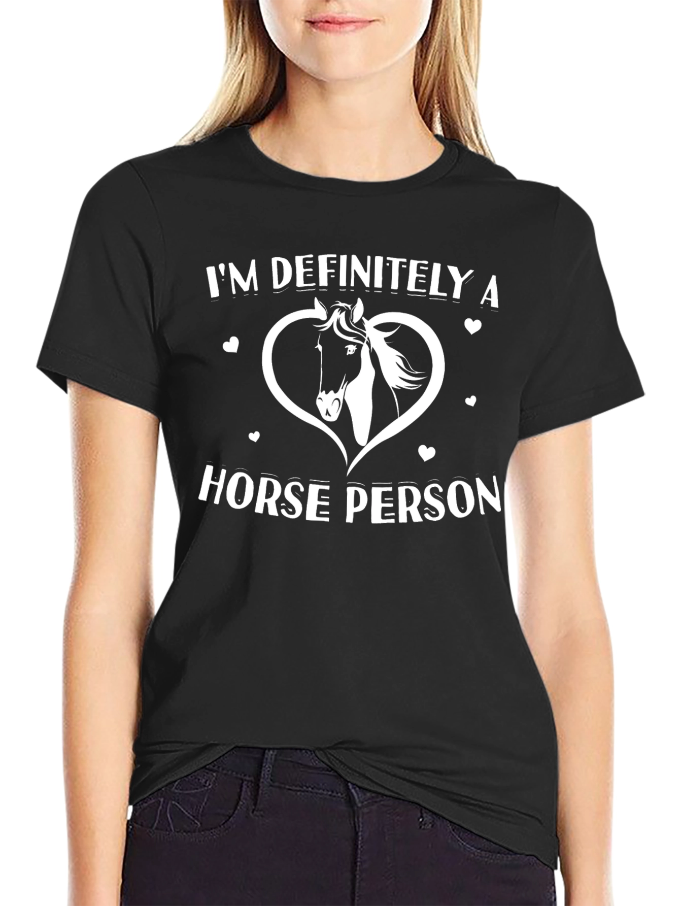 Horse Person Graphic Tee - Black Cotton T-Shirt