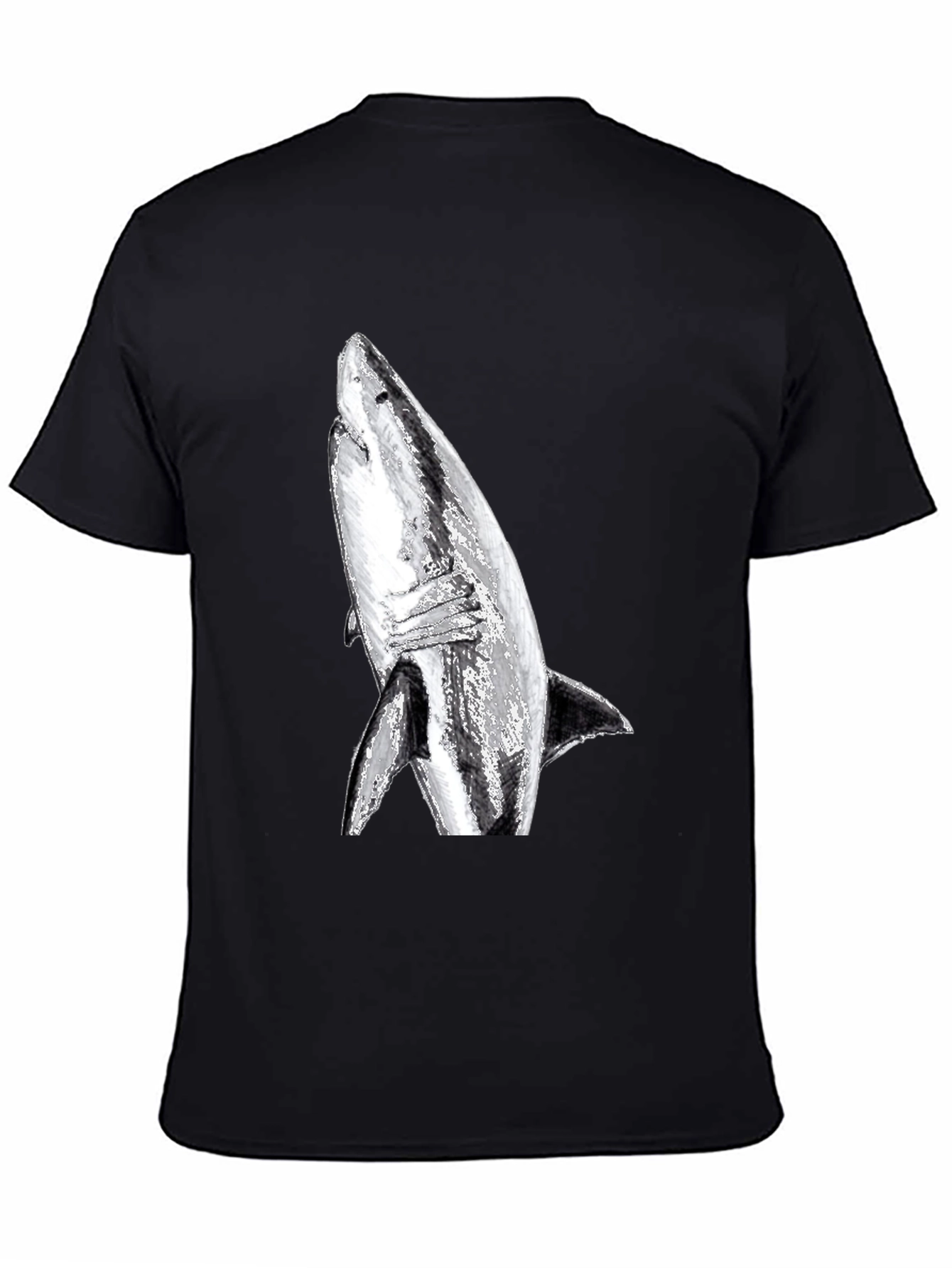 Shark Graphic Print T-Shirt - Black