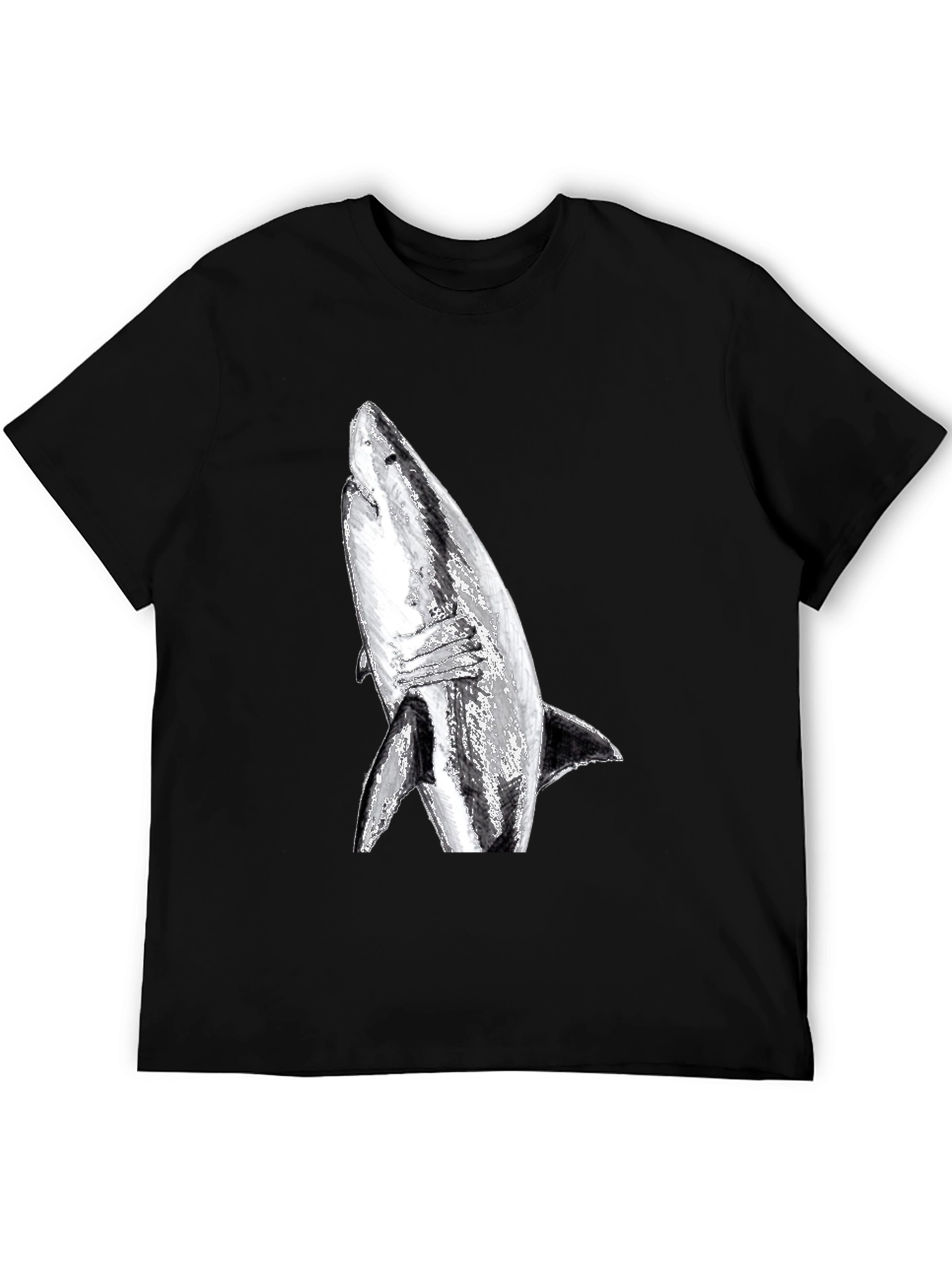 Shark Graphic Print T-Shirt - Black