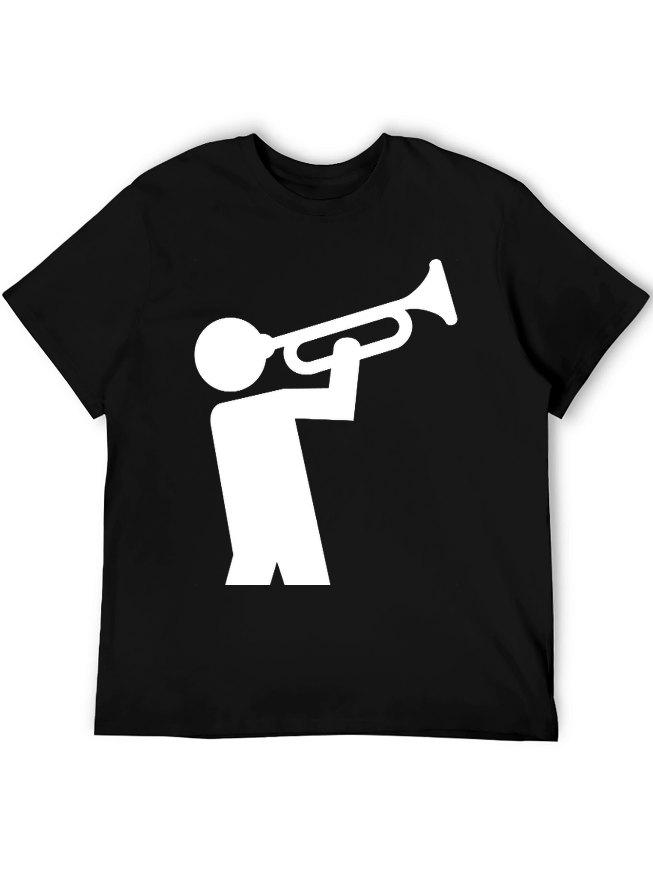 Trumpet Player Graphic Tee - Black Cotton T-Shirt