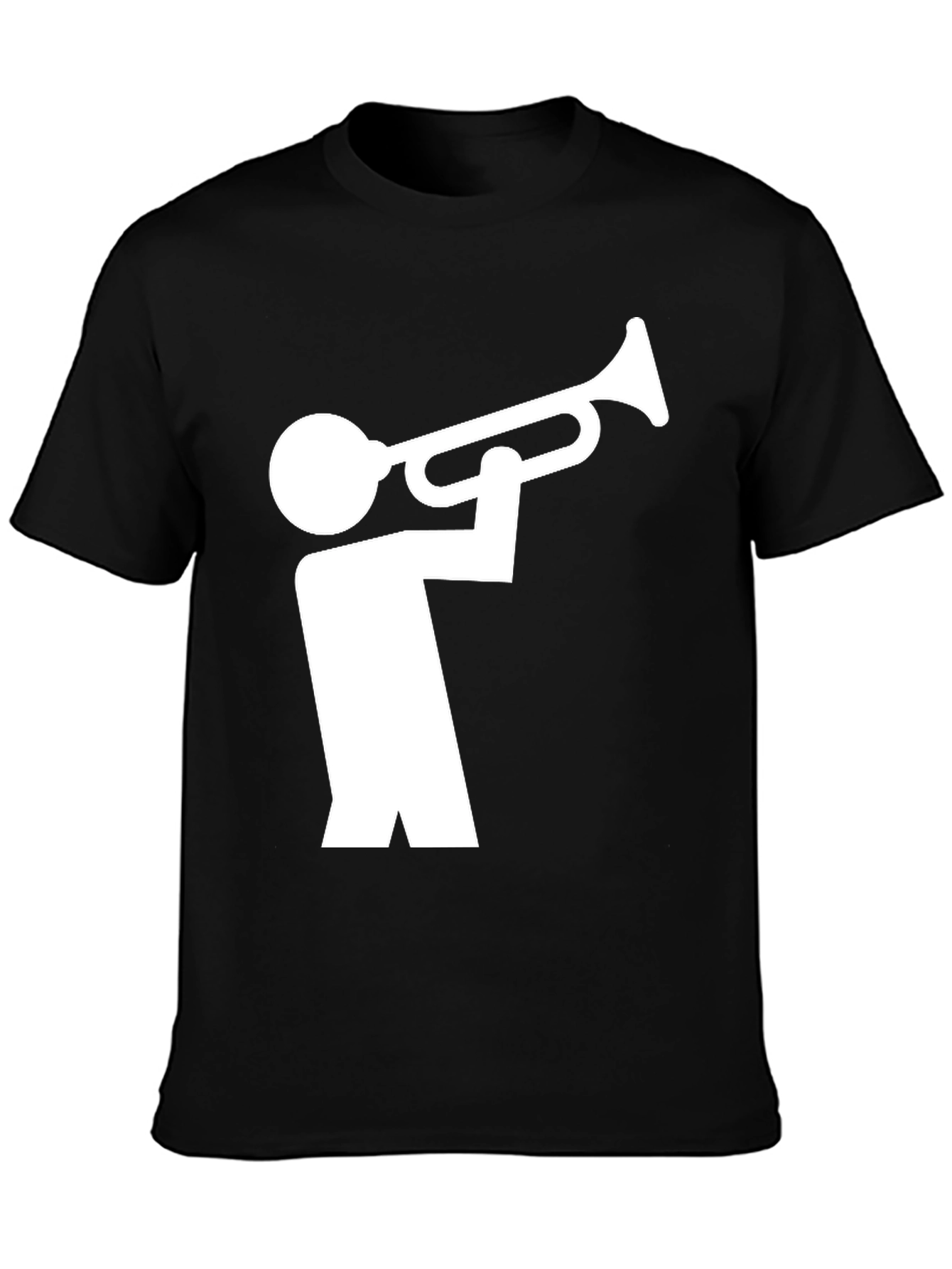 Trumpet Player Graphic Tee - Black Cotton T-Shirt
