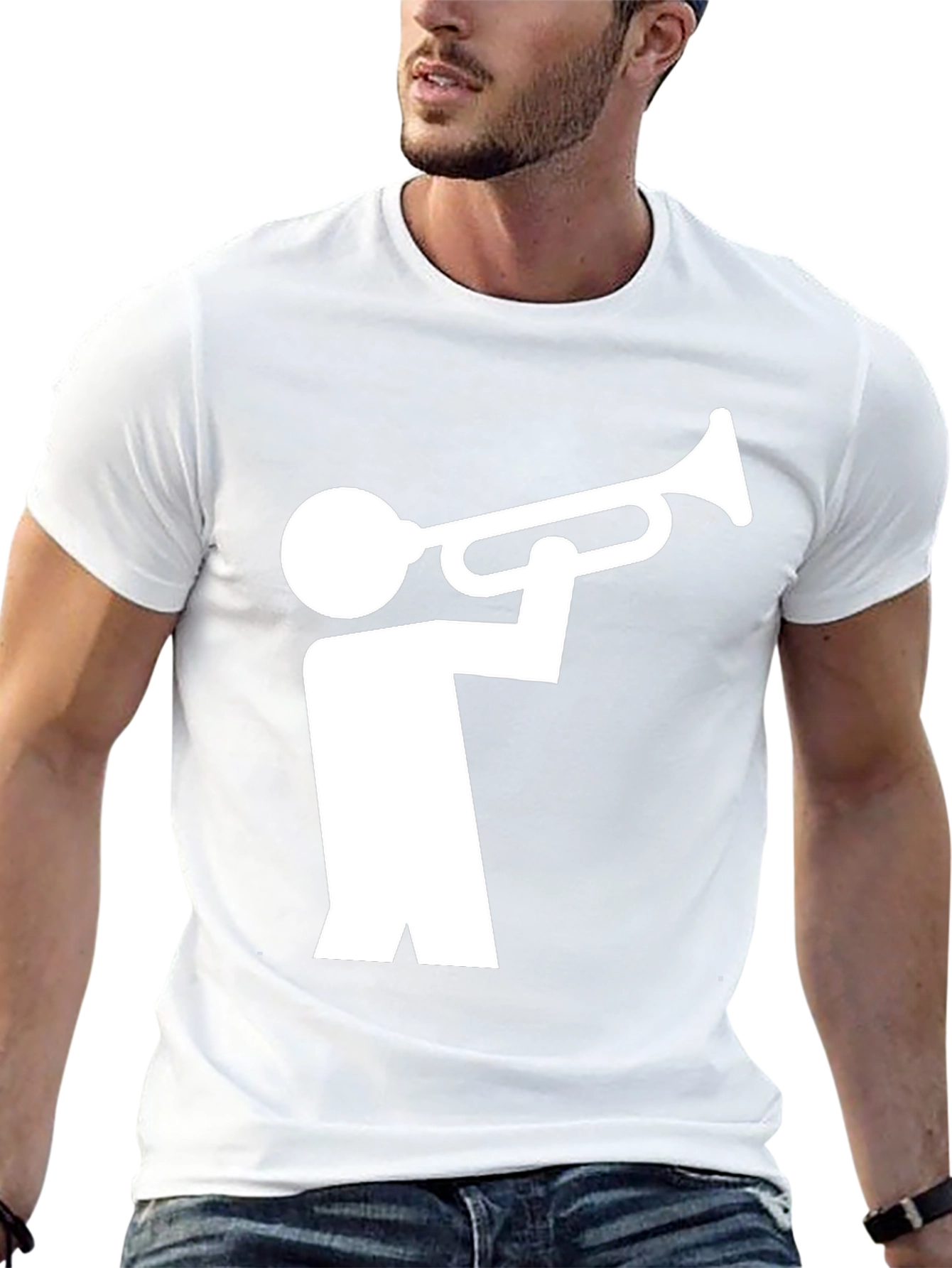 Trumpet Player Graphic Tee - Black Cotton T-Shirt