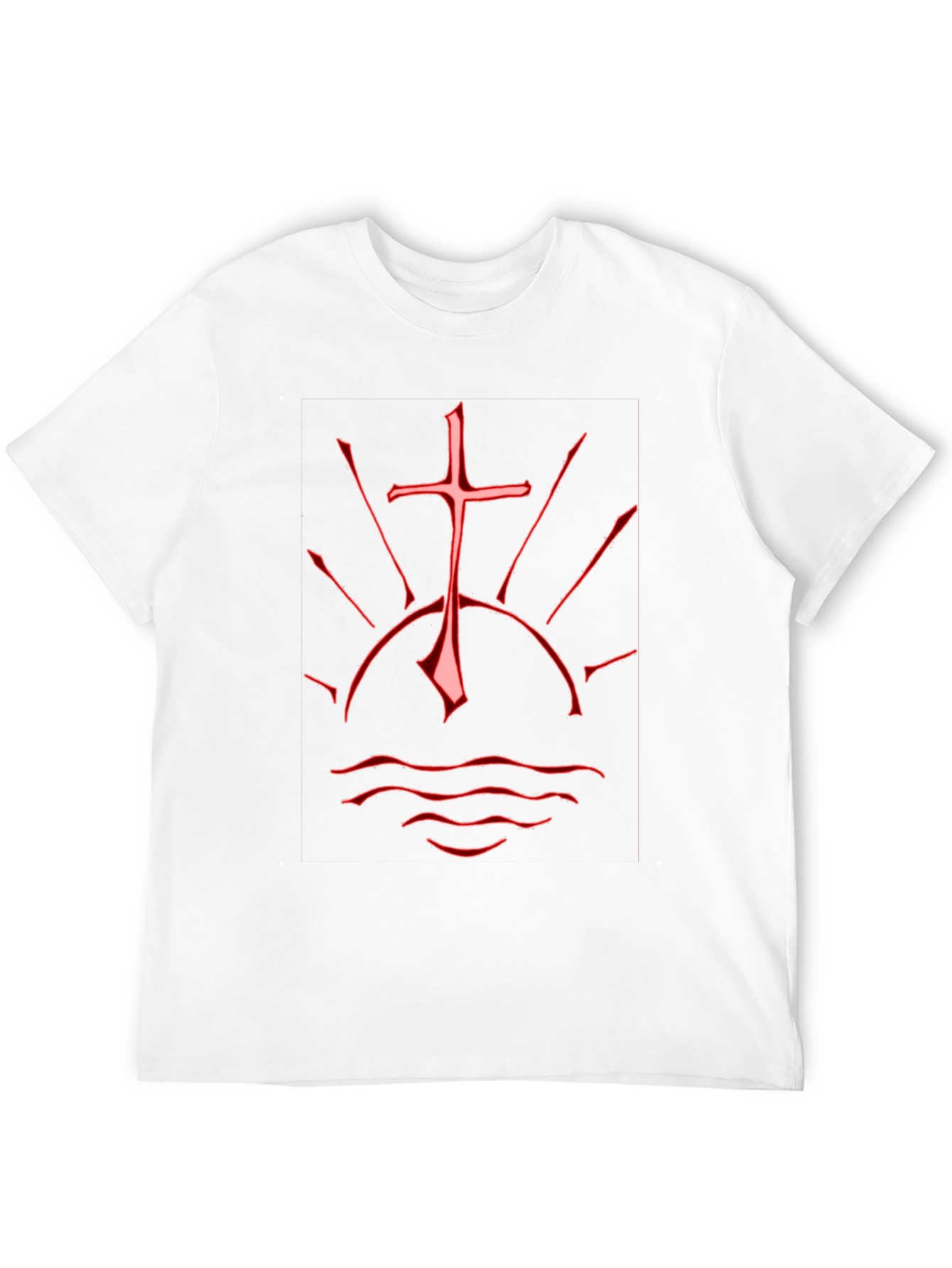 Black T-Shirt with Red Cross Graphic