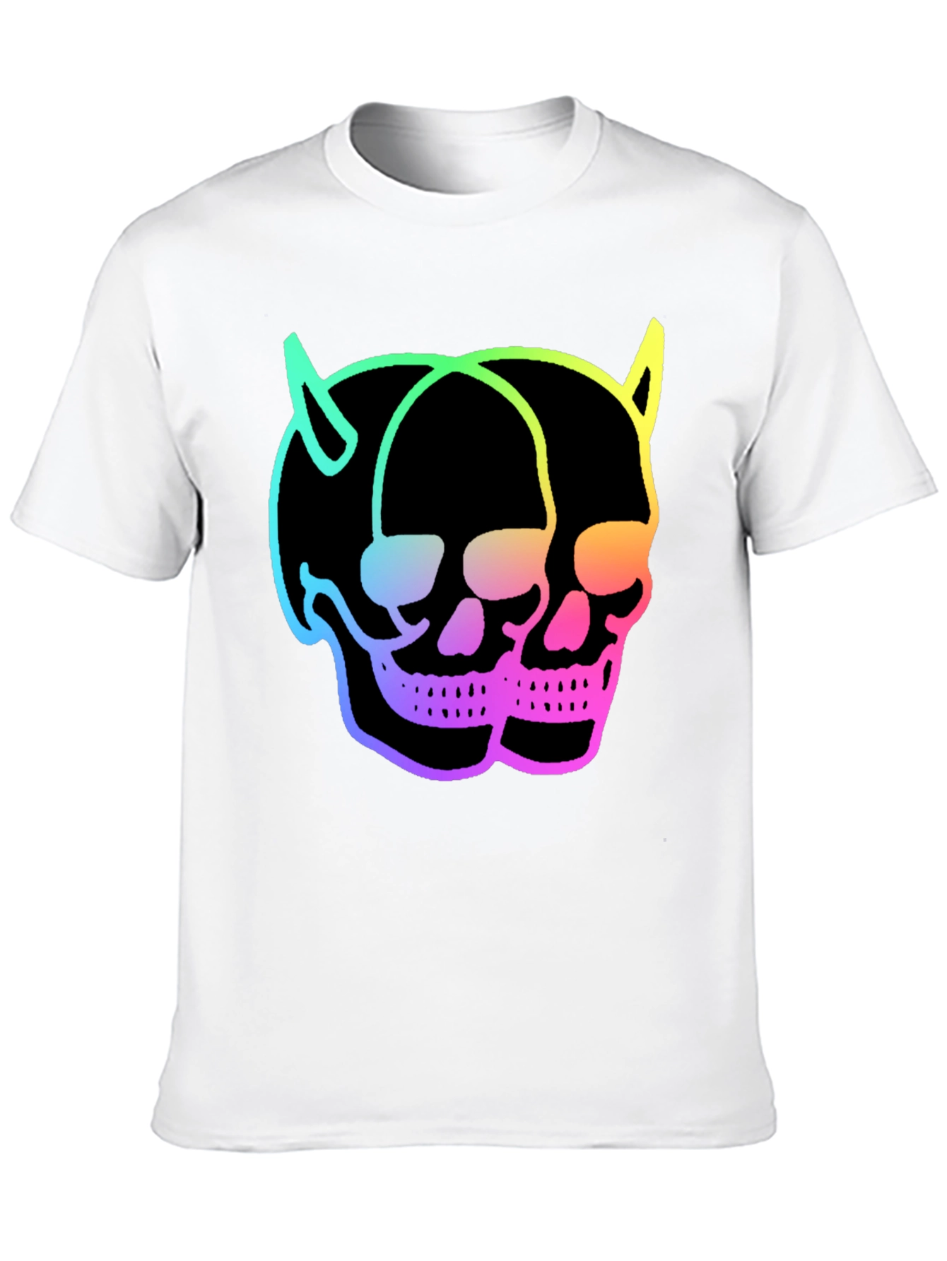 Skull Twins T-Shirt - Neon Devil Skulls Graphic Tee