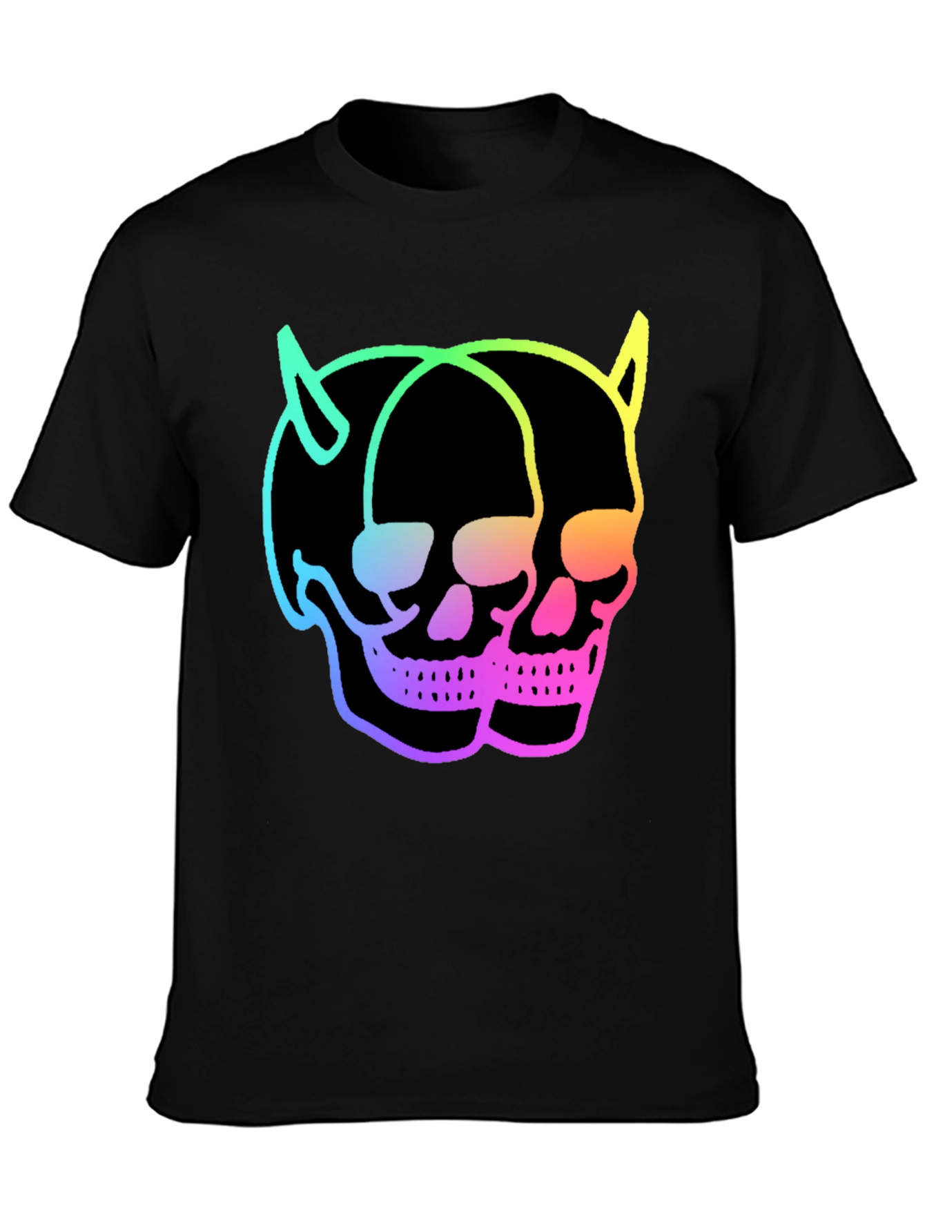 Skull Twins T-Shirt - Neon Devil Skulls Graphic Tee