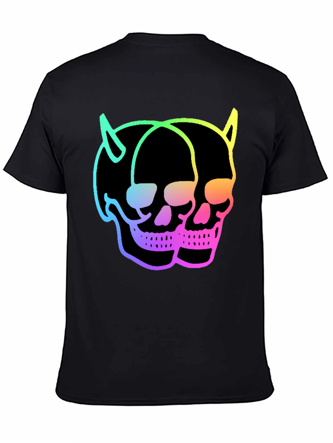 Skull Twins T-Shirt - Neon Devil Skulls Graphic Tee