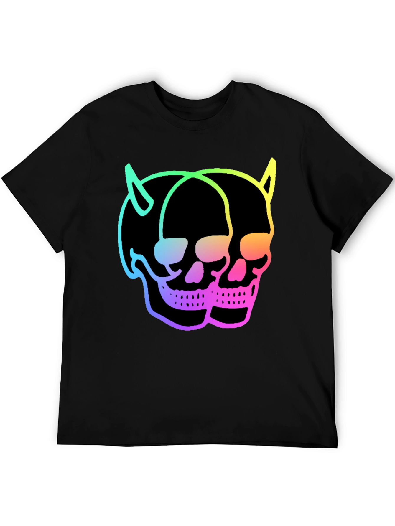 Skull Twins T-Shirt - Neon Devil Skulls Graphic Tee