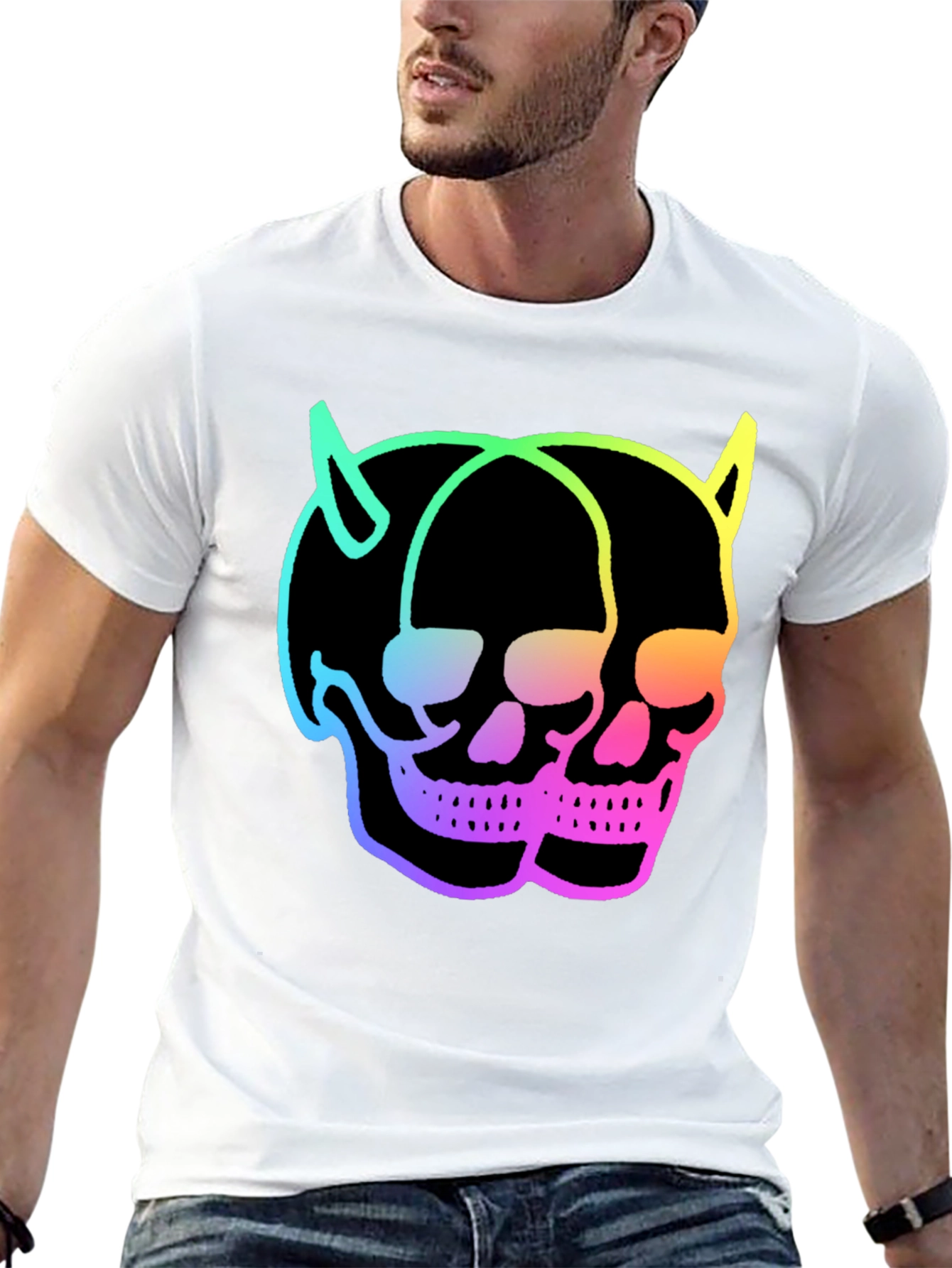 Skull Twins T-Shirt - Neon Devil Skulls Graphic Tee