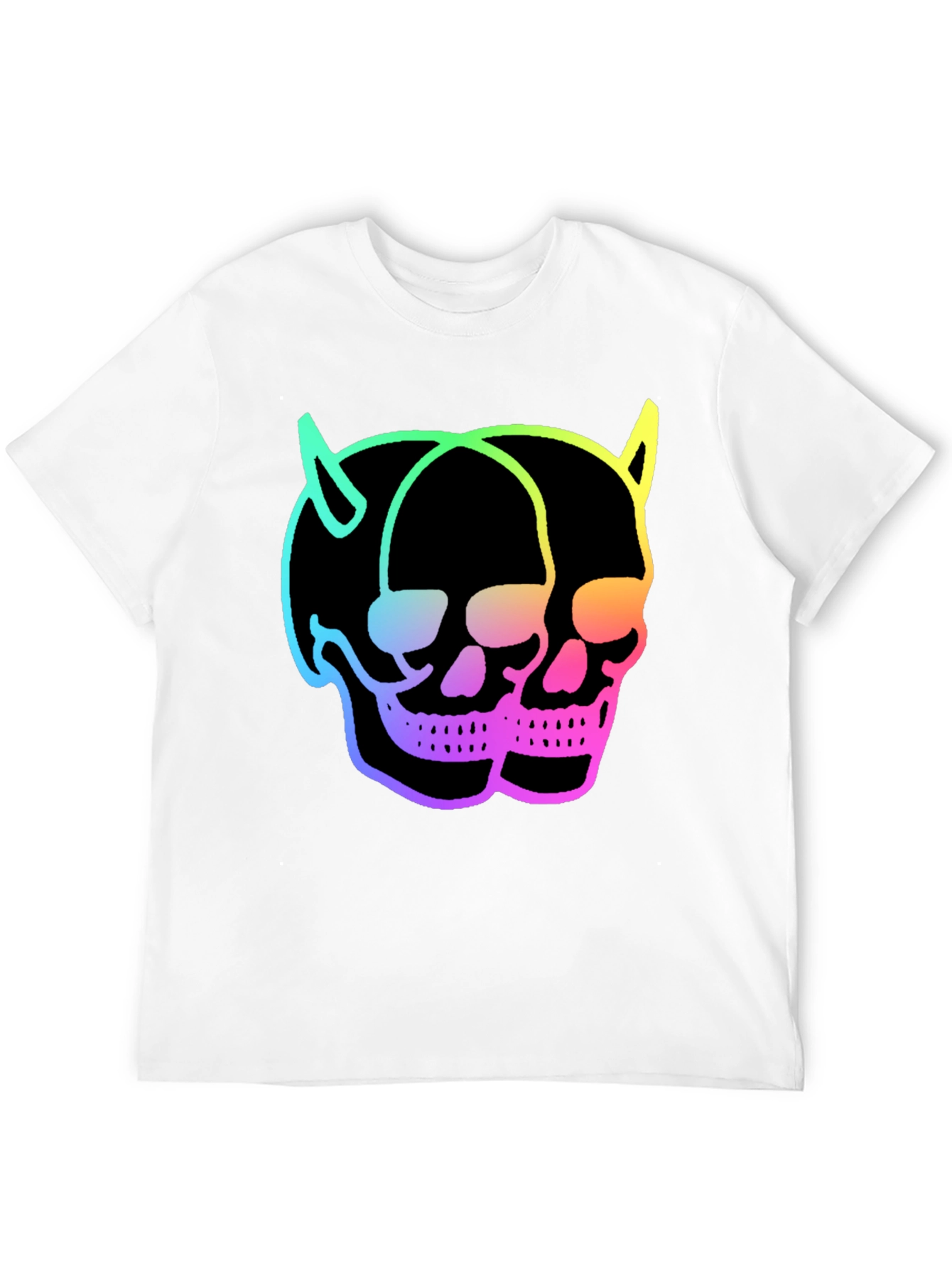 Skull Twins T-Shirt - Neon Devil Skulls Graphic Tee