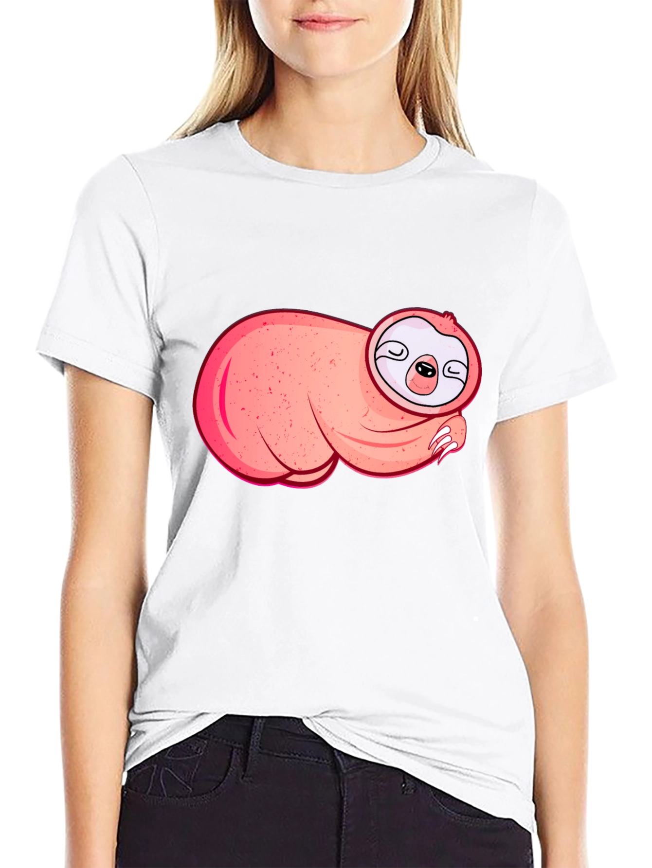 Cute Sloth Graphic T-Shirt - Black