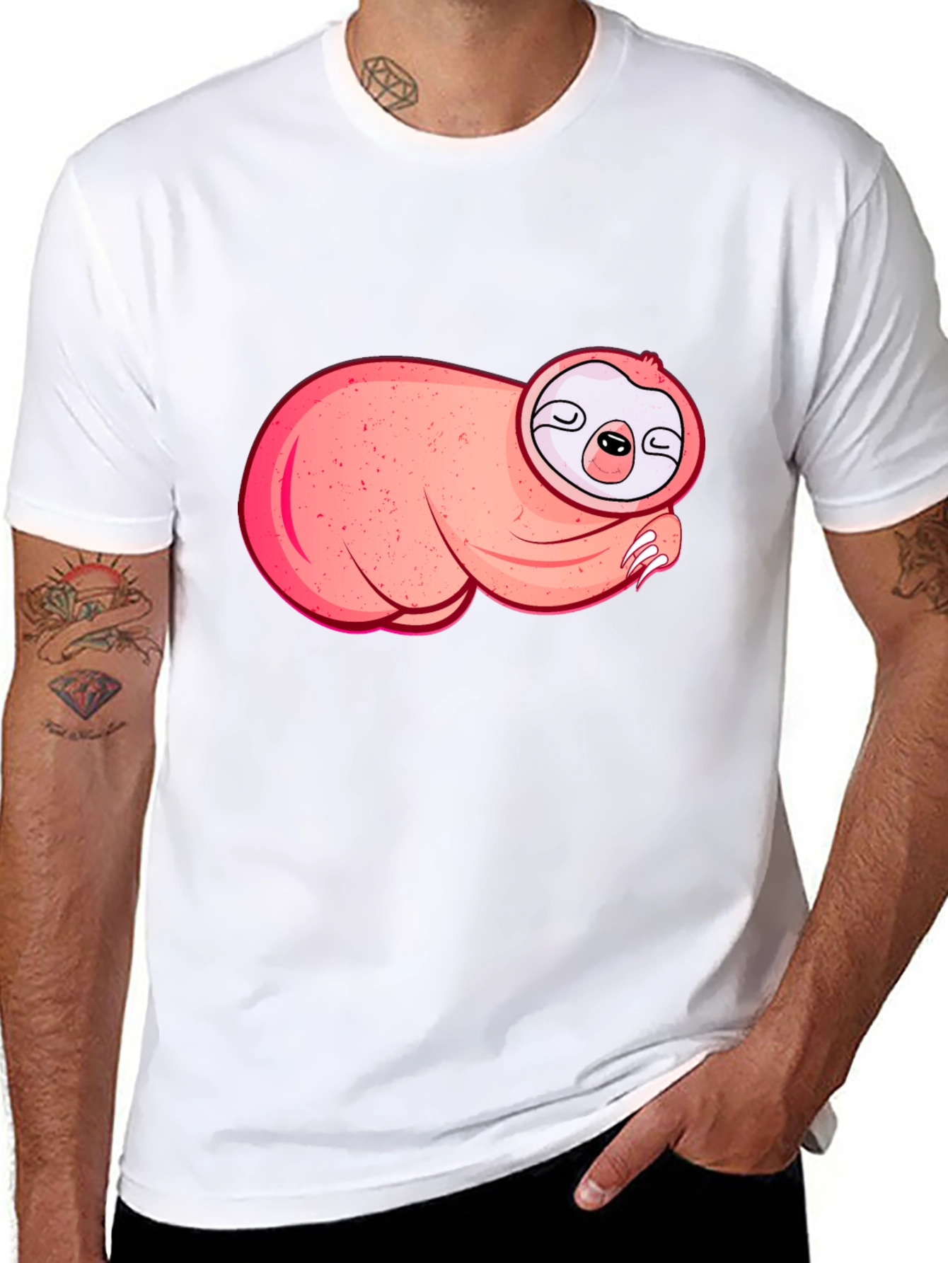 Cute Sloth Graphic T-Shirt - Black