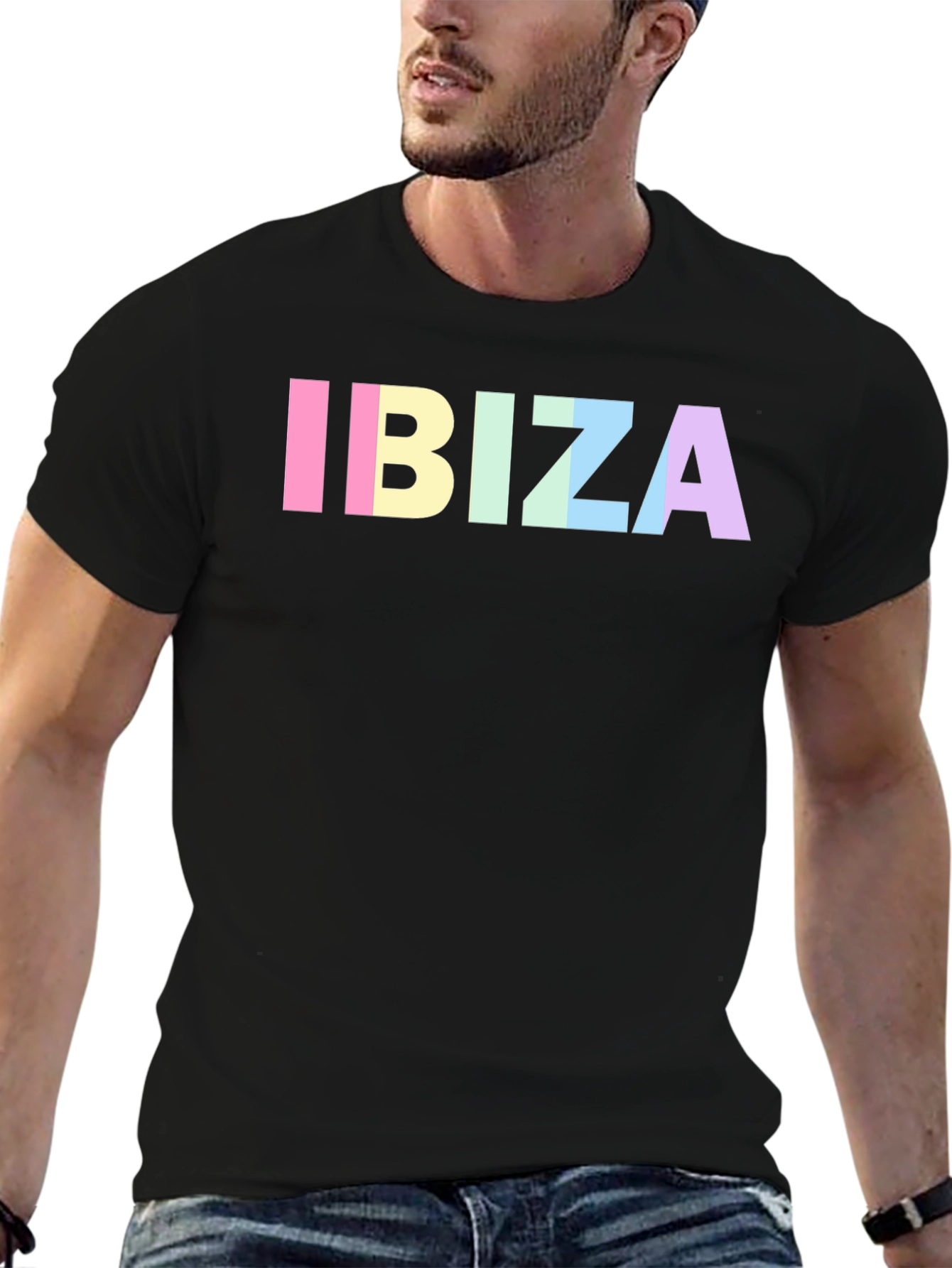 Ibiza Graphic Tee - Black Cotton Blend