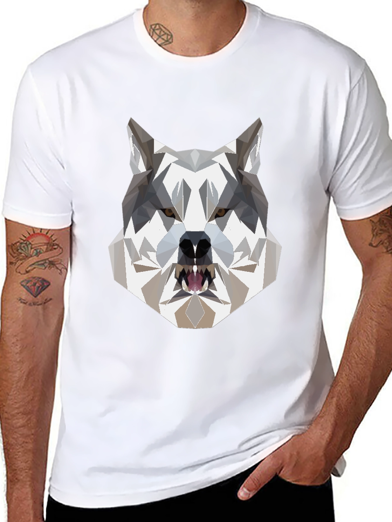 Geometric Wolf T-Shirt - Modern Graphic Tee