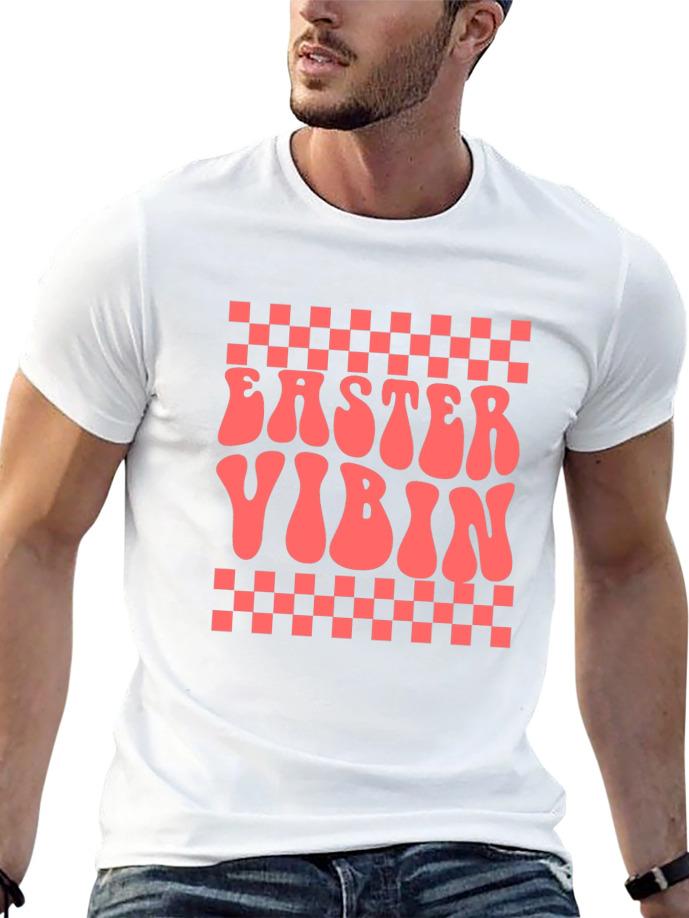 Easter Vibin T-Shirt Retro Checkered Spring Holiday