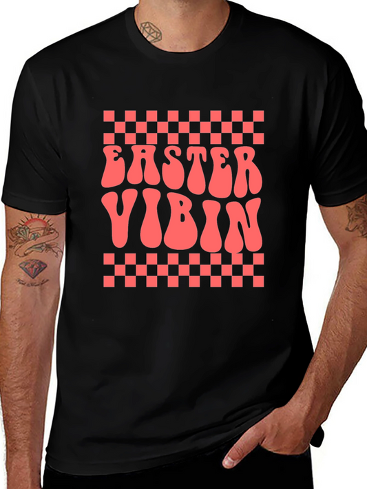 Easter Vibin T-Shirt Retro Checkered Spring Holiday