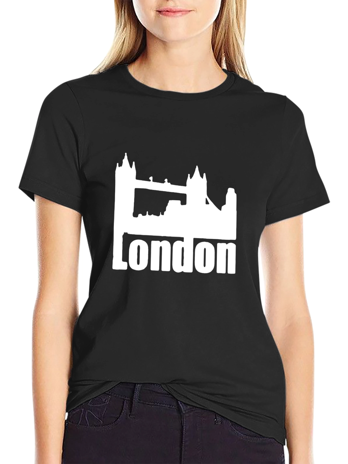 London Skyline Graphic Tee - Black Cotton Blend