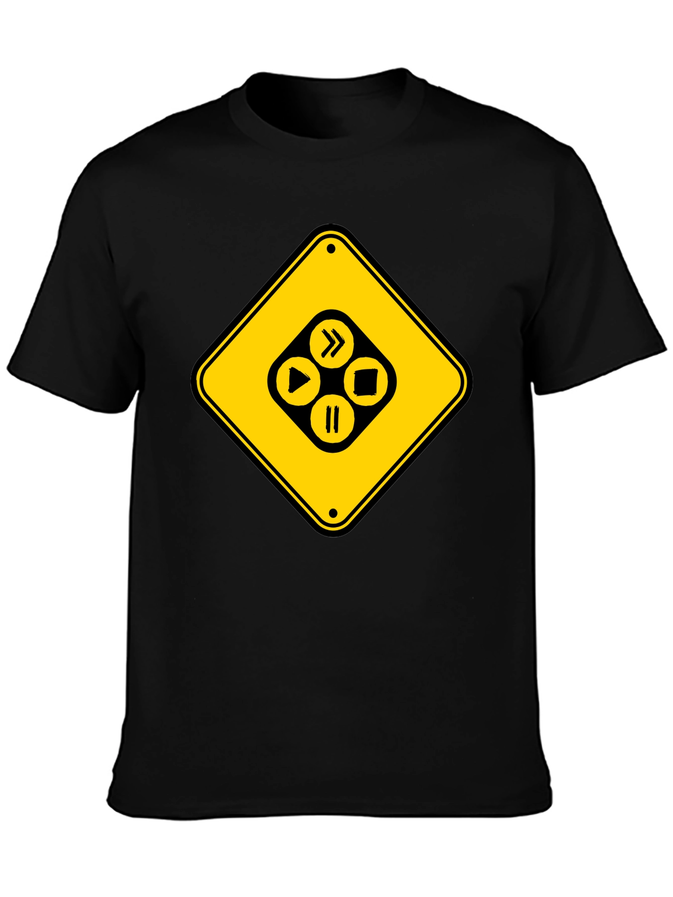Warning Media Player Black T-Shirt