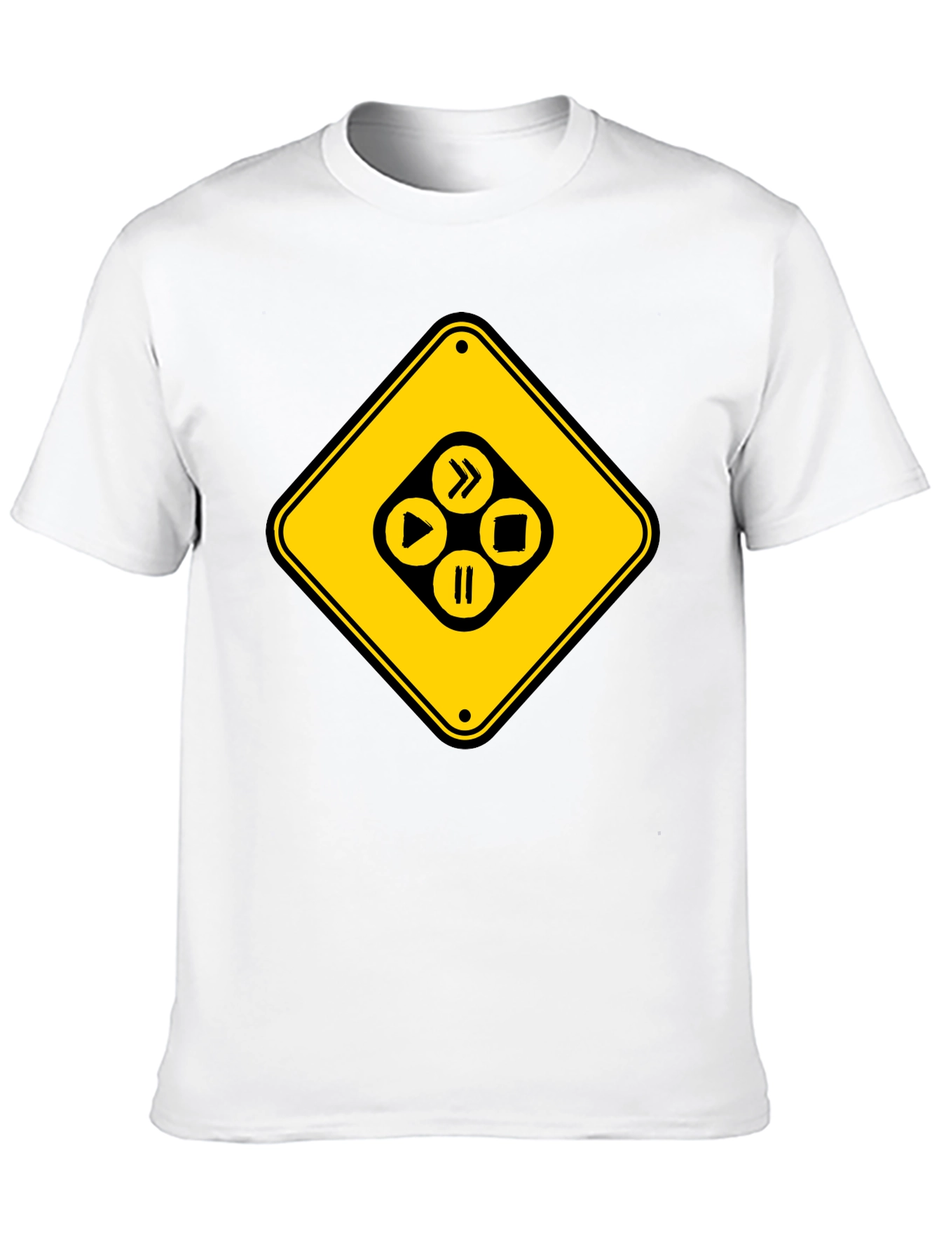 Warning Media Player Black T-Shirt