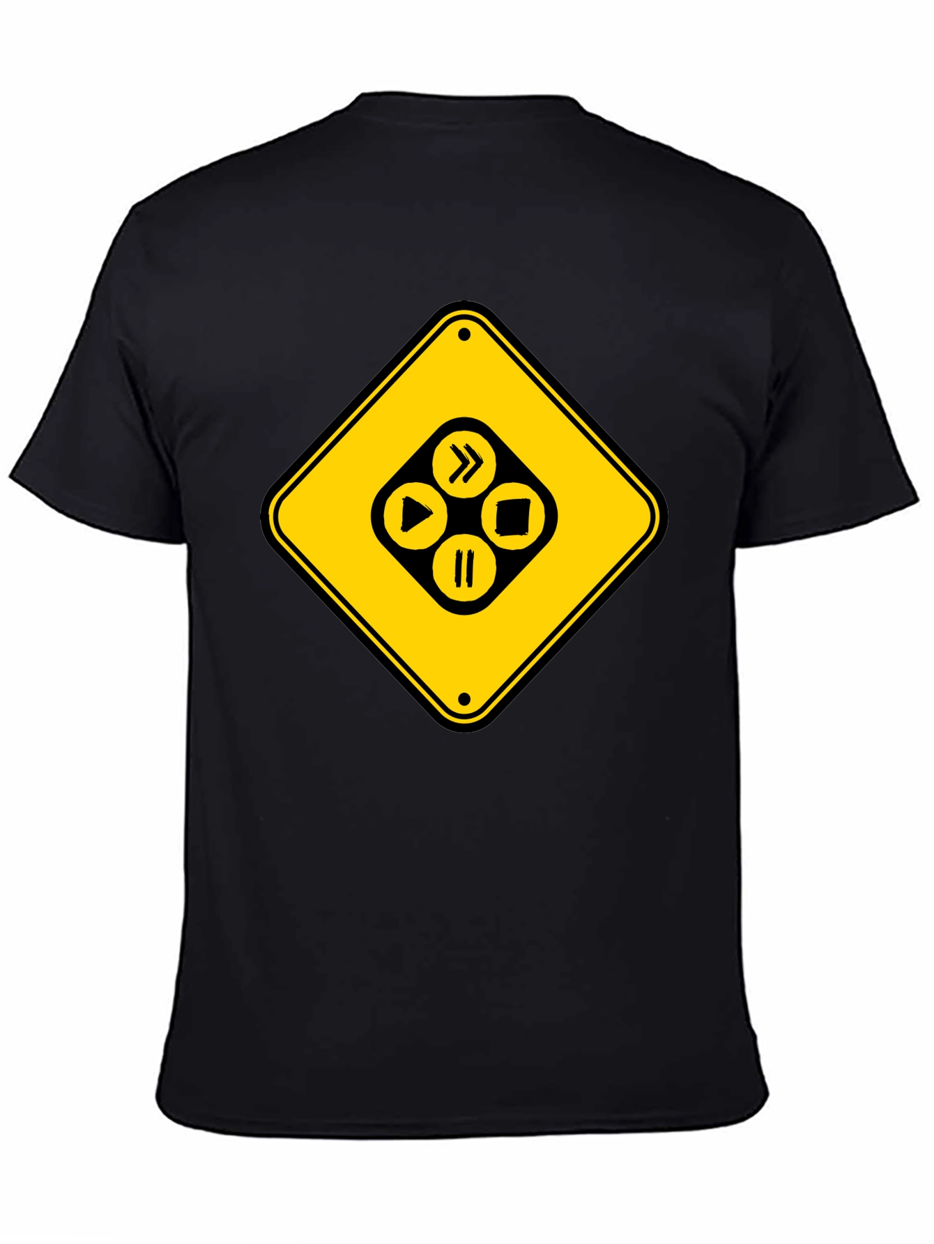 Warning Media Player Black T-Shirt