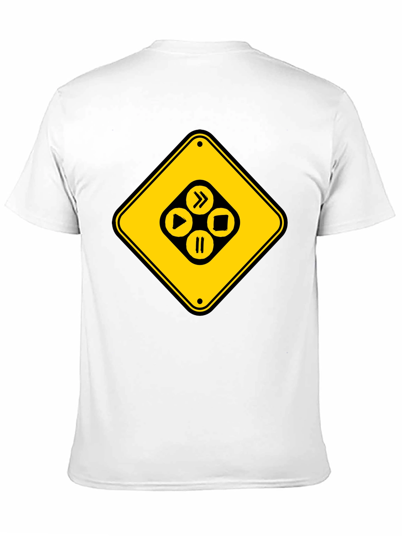Warning Media Player Black T-Shirt