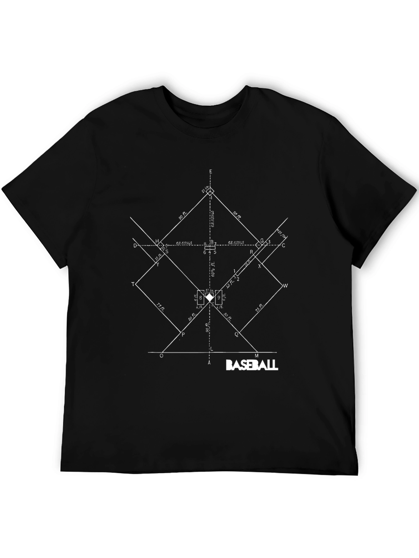 Baseball Diagram T-Shirt - Black Graphic Tee