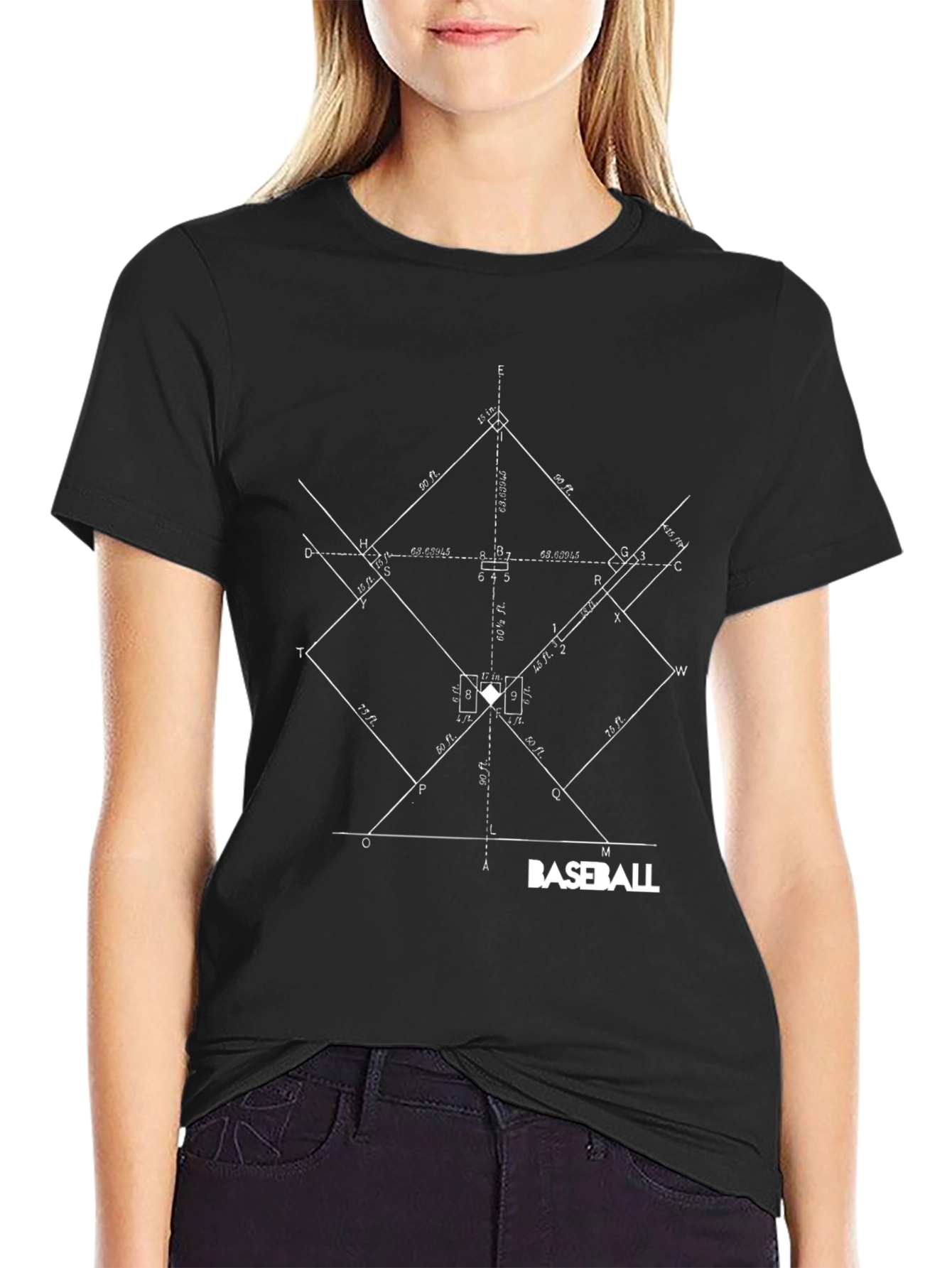 Baseball Diagram T-Shirt - Black Graphic Tee