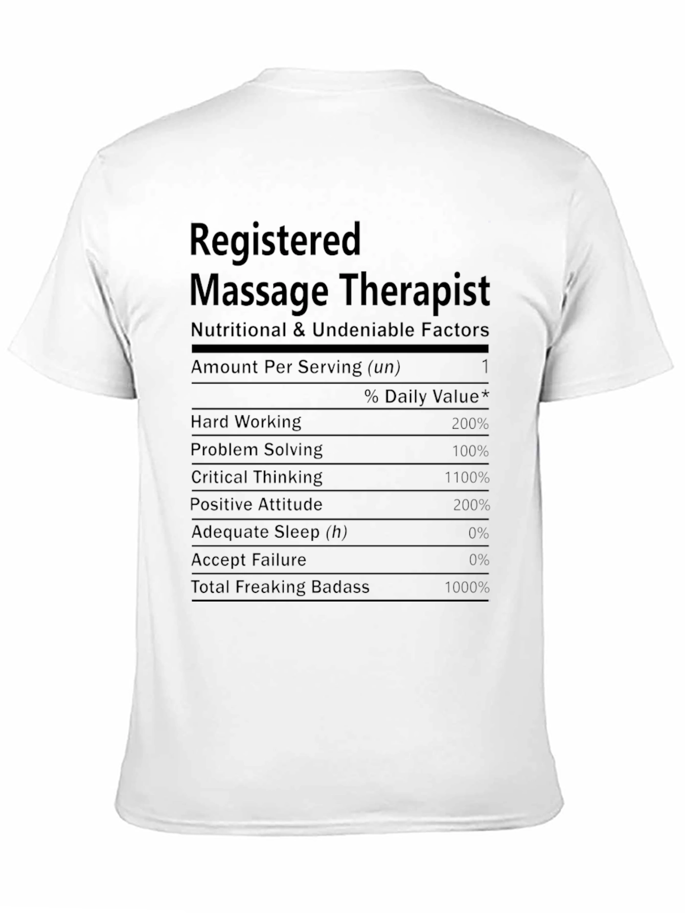 Massage Therapist Nutritional Facts T-Shirt